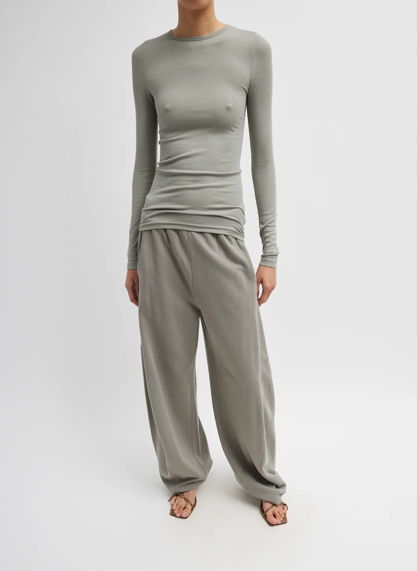 Circular Ribbed Crewneck Pullover T-Shirt - Image 3