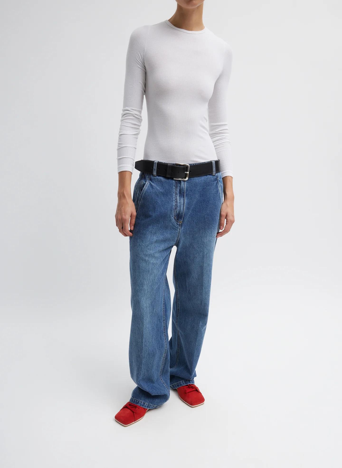 Circular Ribbed Crewneck Pullover T-Shirt - Image 7