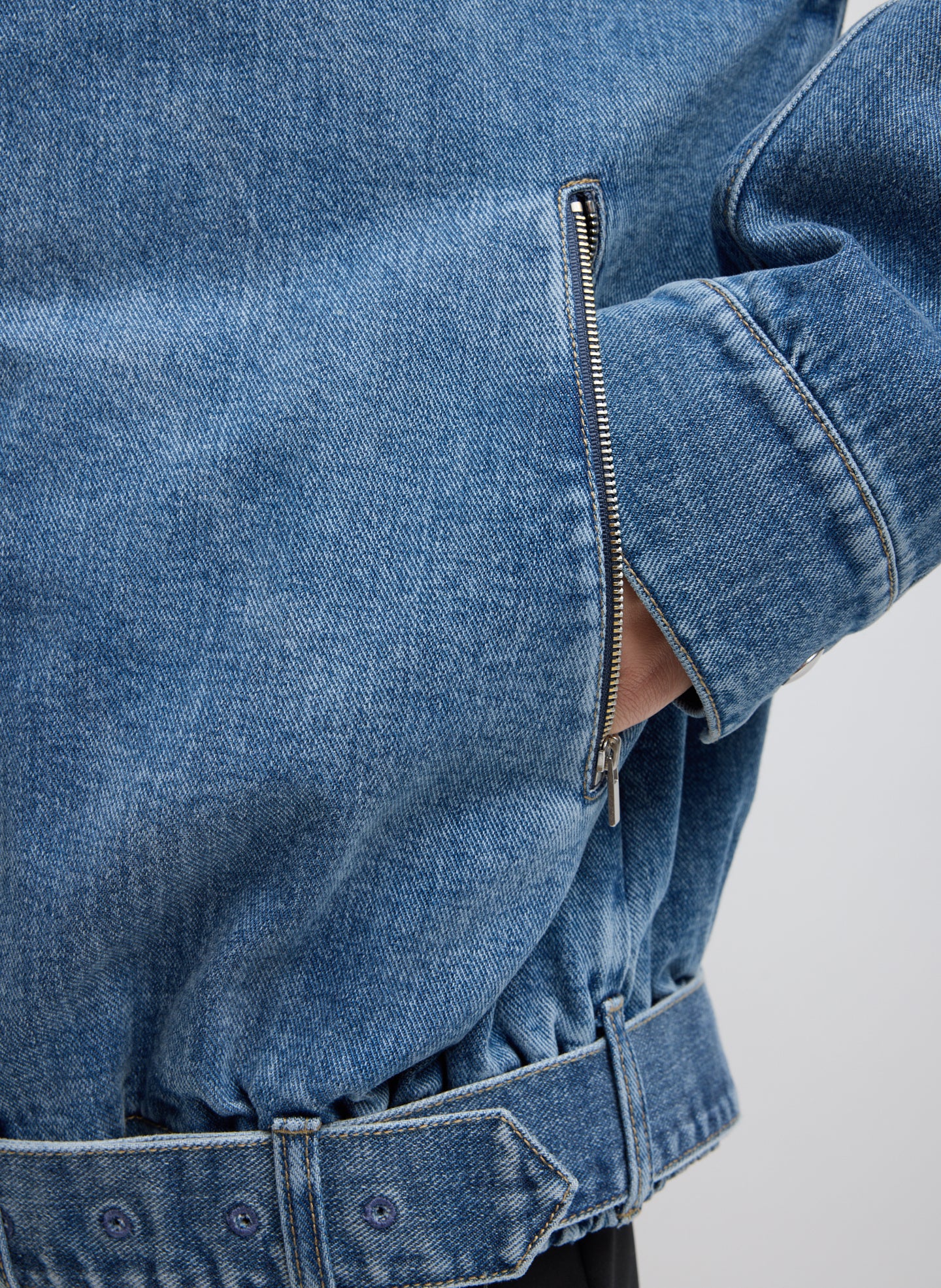 Classic Denim Moto Bomber - Image 8