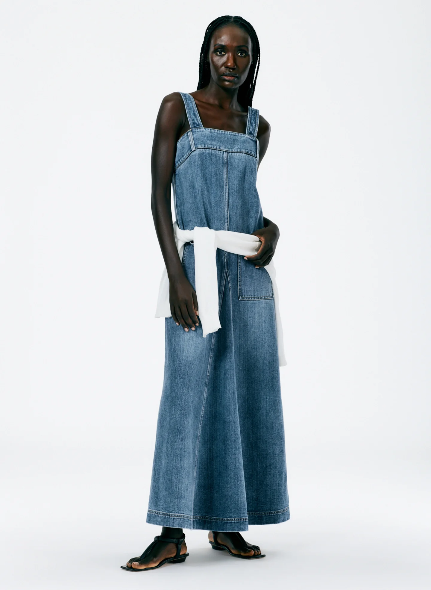 Classic Wash Denim Overall Maxi Dress - Image 4