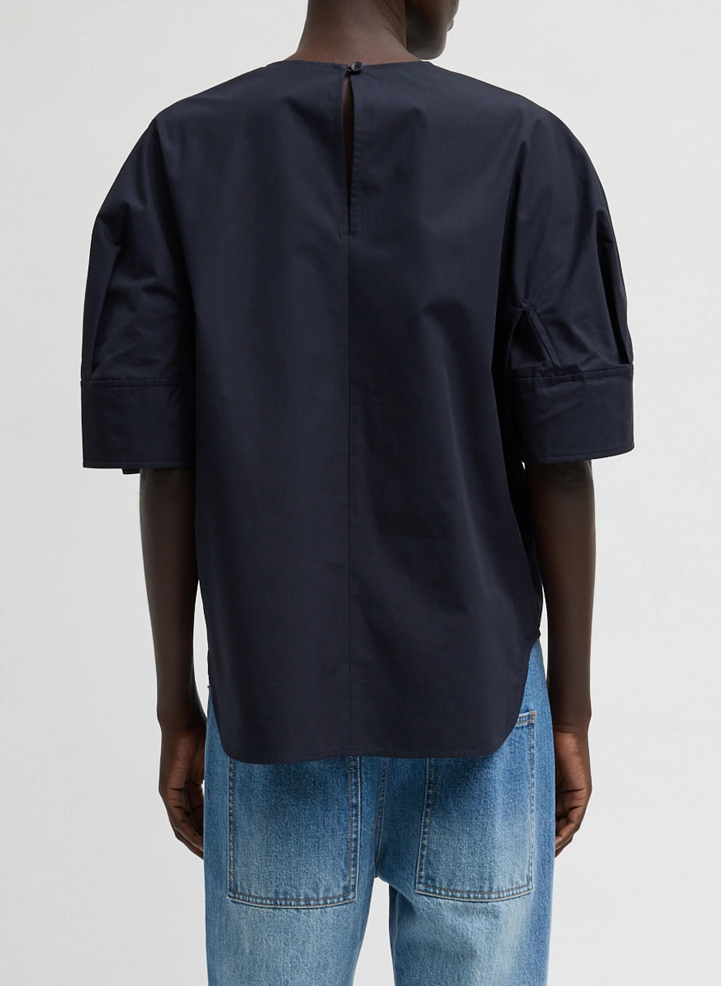 Compact Eco Poplin Reverse Sleeve Top - Image 3