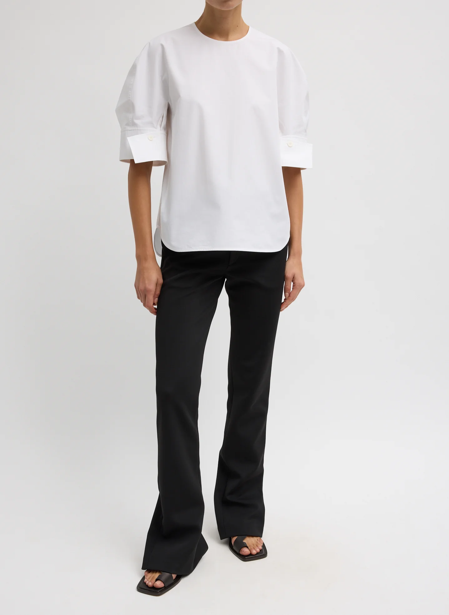 Compact Eco Poplin Reverse Sleeve Top - Image 4