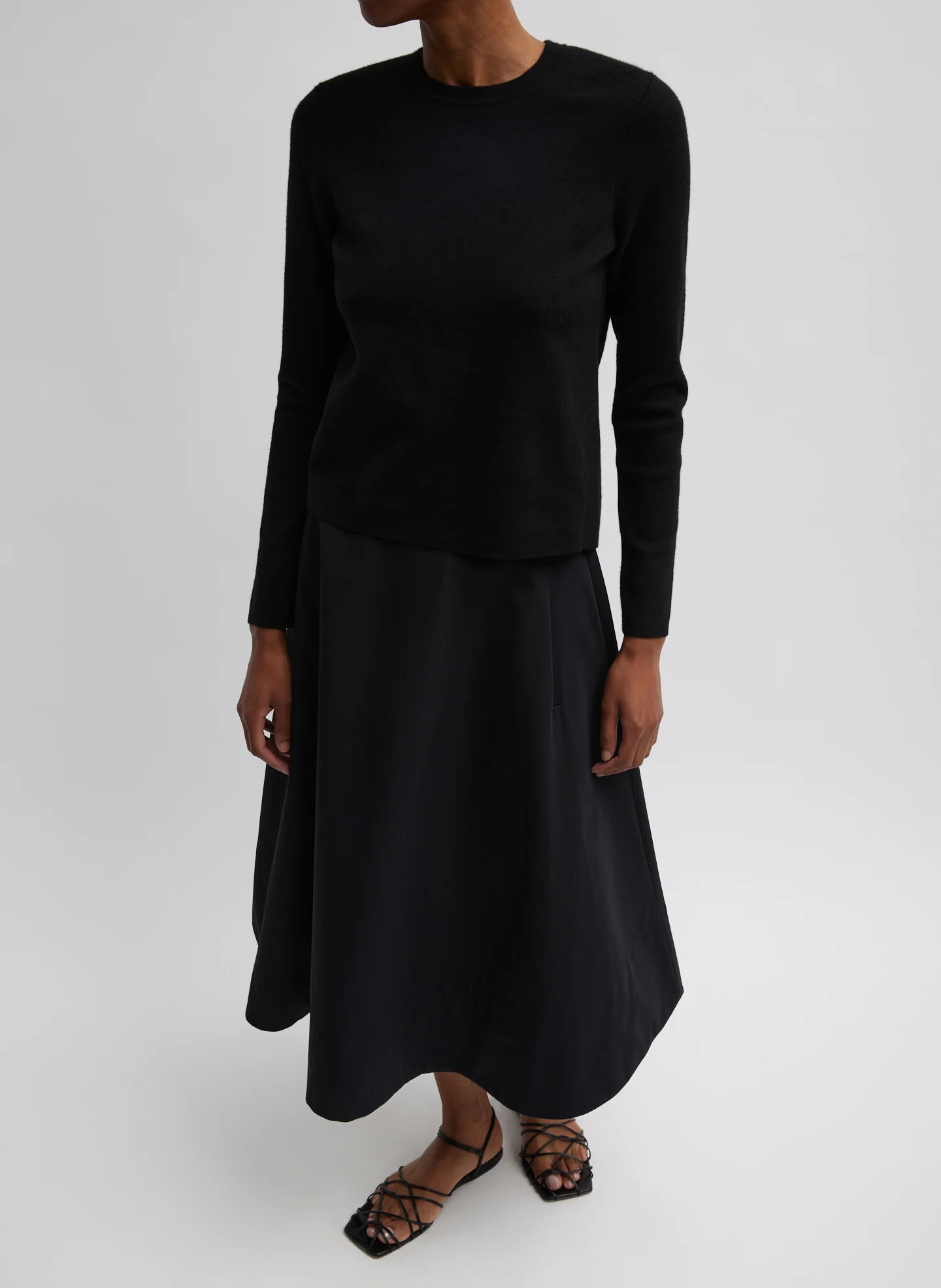 Compact Stretch Cashmere Long Sleeve Open Back Sweater - Image 6