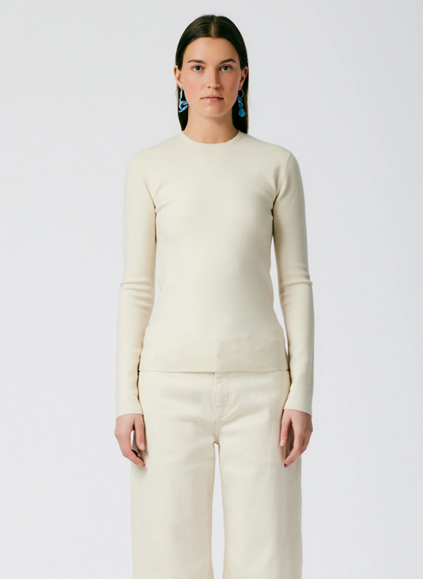 Compact Stretch Cashmere Mini Long Sleeve Pullover - Image 2
