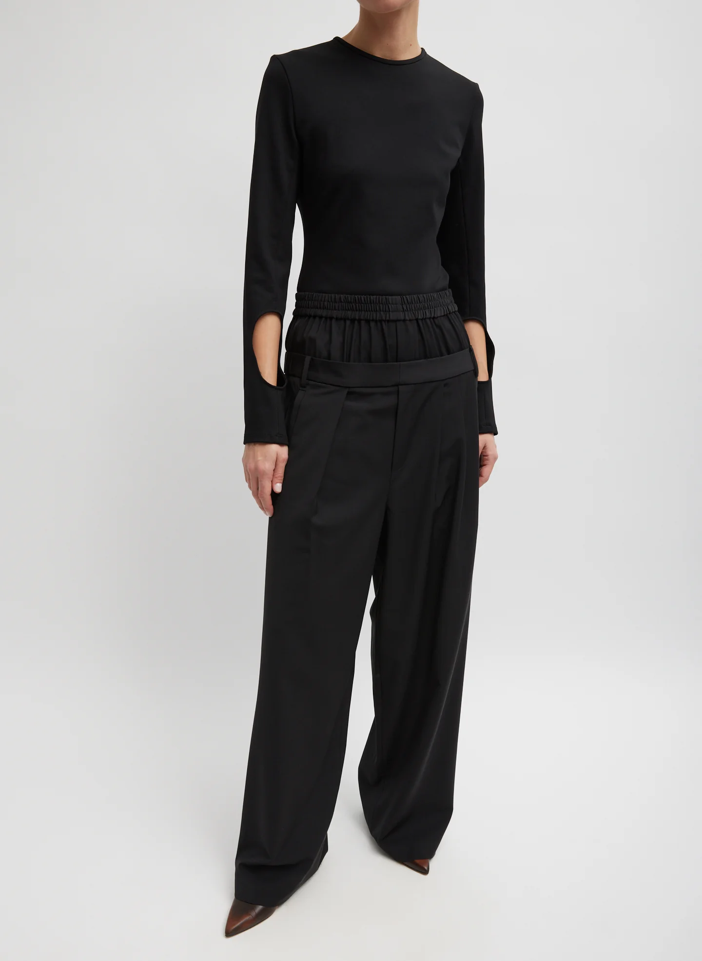 Compact Ultra Stretch Half Moon Cutout Sleeve Top - Image 3