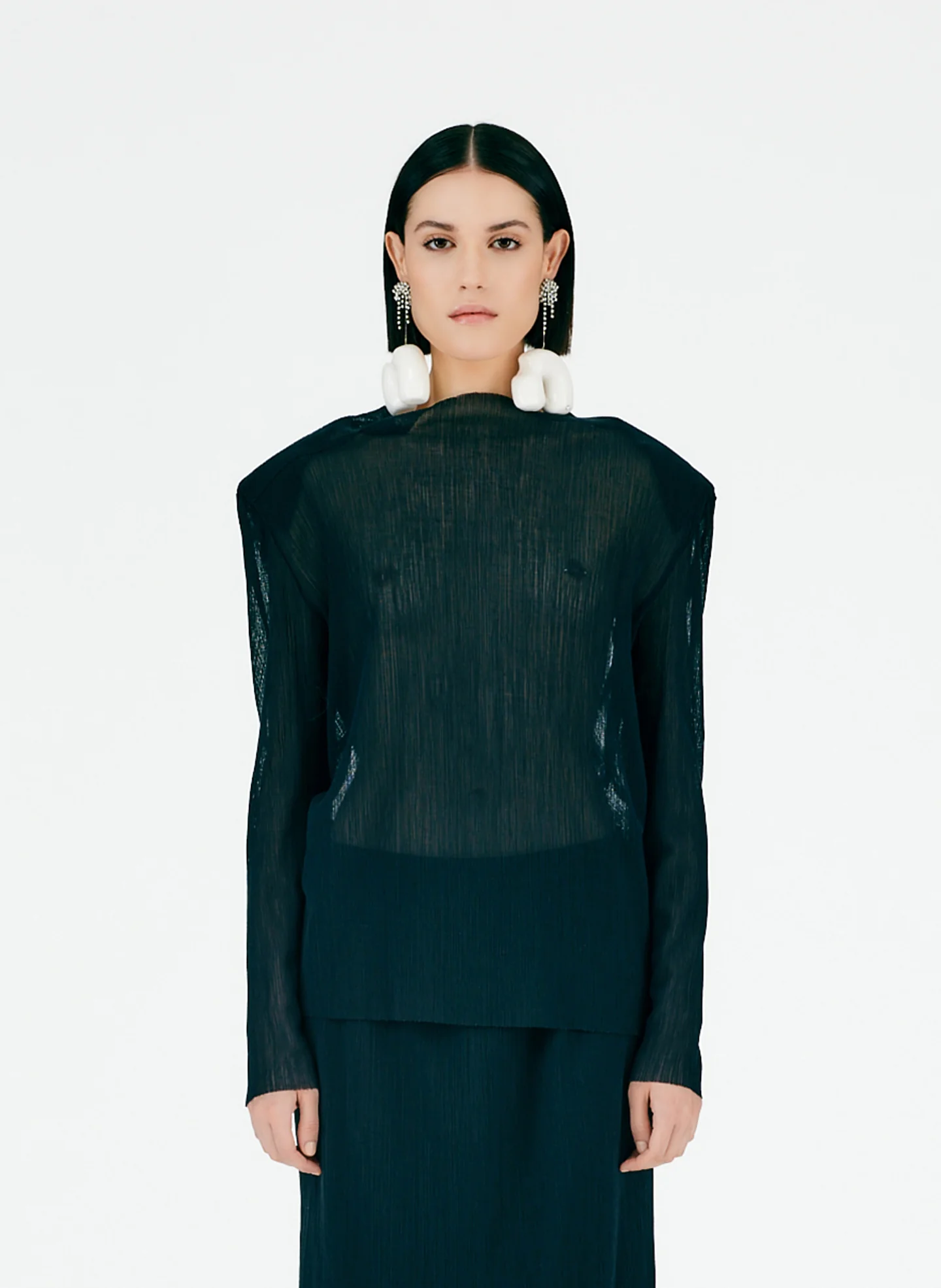 Crepe Gauze Crewneck Top - Image 7