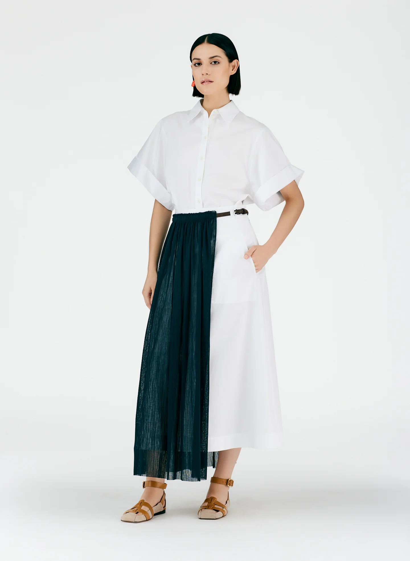 Crepe Gauze Half Layered Full Skirt - Image 11