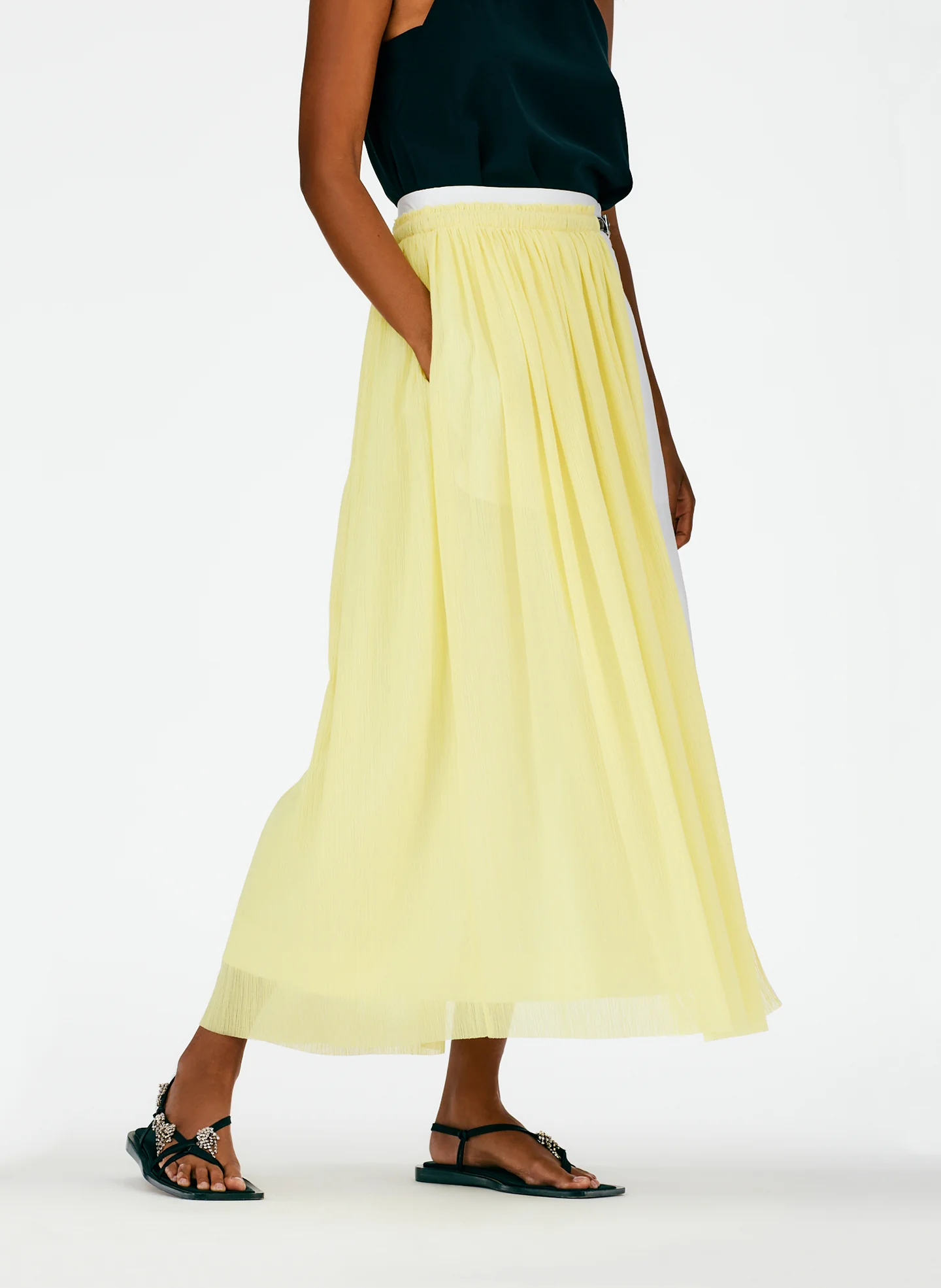 Crepe Gauze Half Layered Full Skirt - Image 6