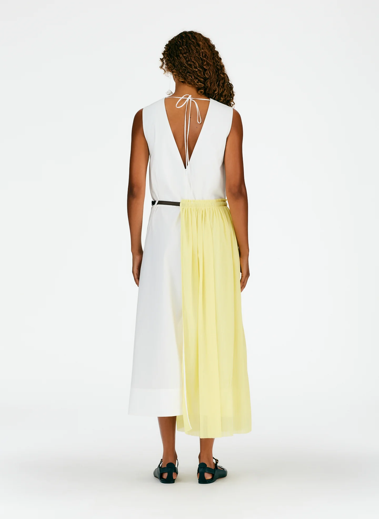 Crepe Gauze Half Skirt Layered Dress - Image 10