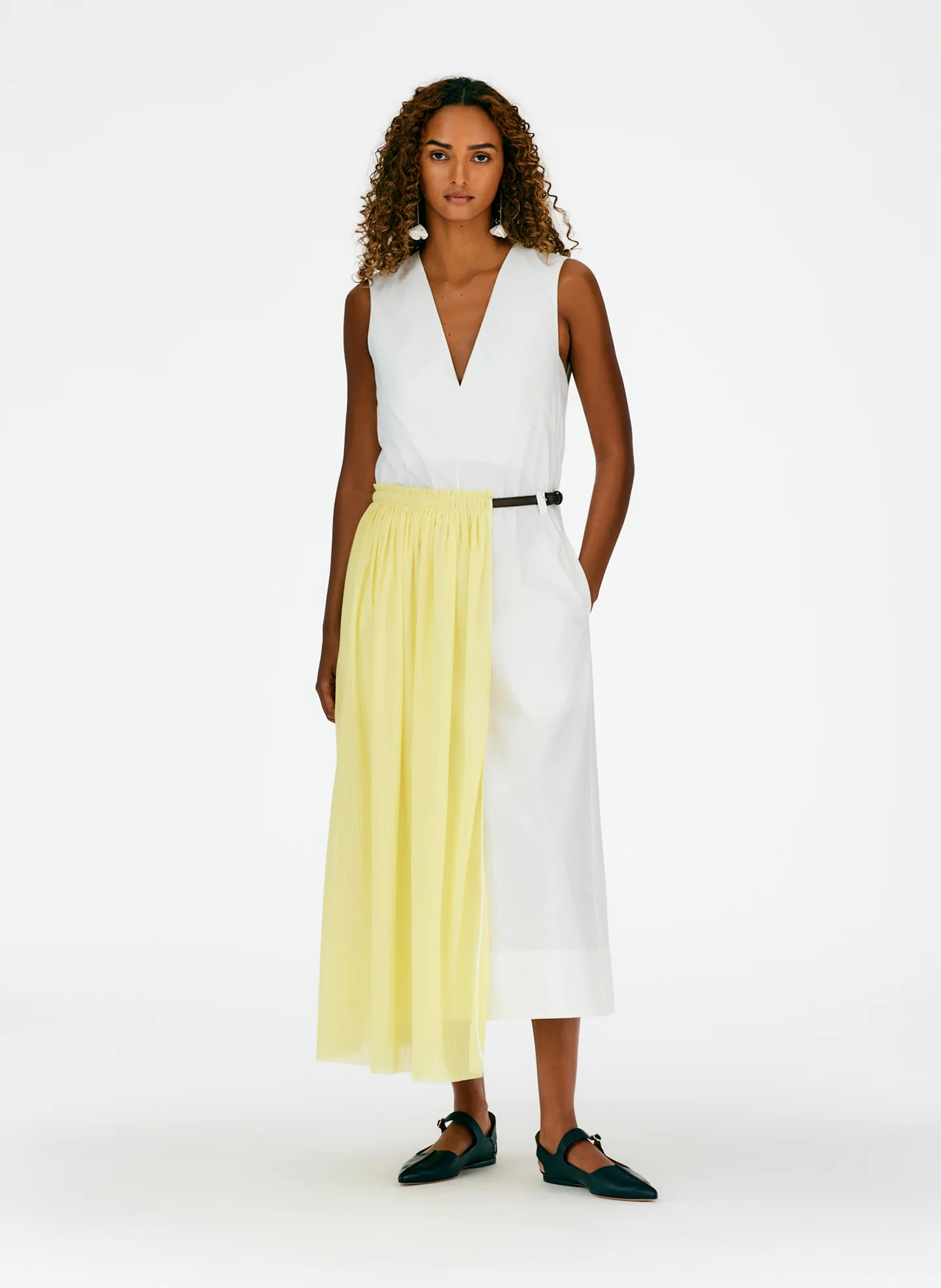 Crepe Gauze Half Skirt Layered Dress - Image 14
