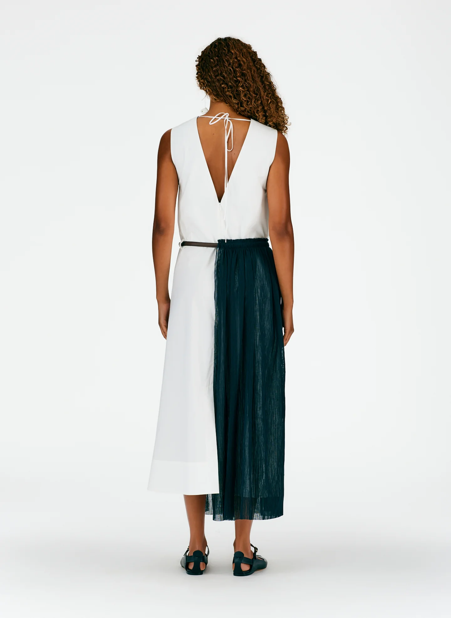 Crepe Gauze Half Skirt Layered Dress - Image 3