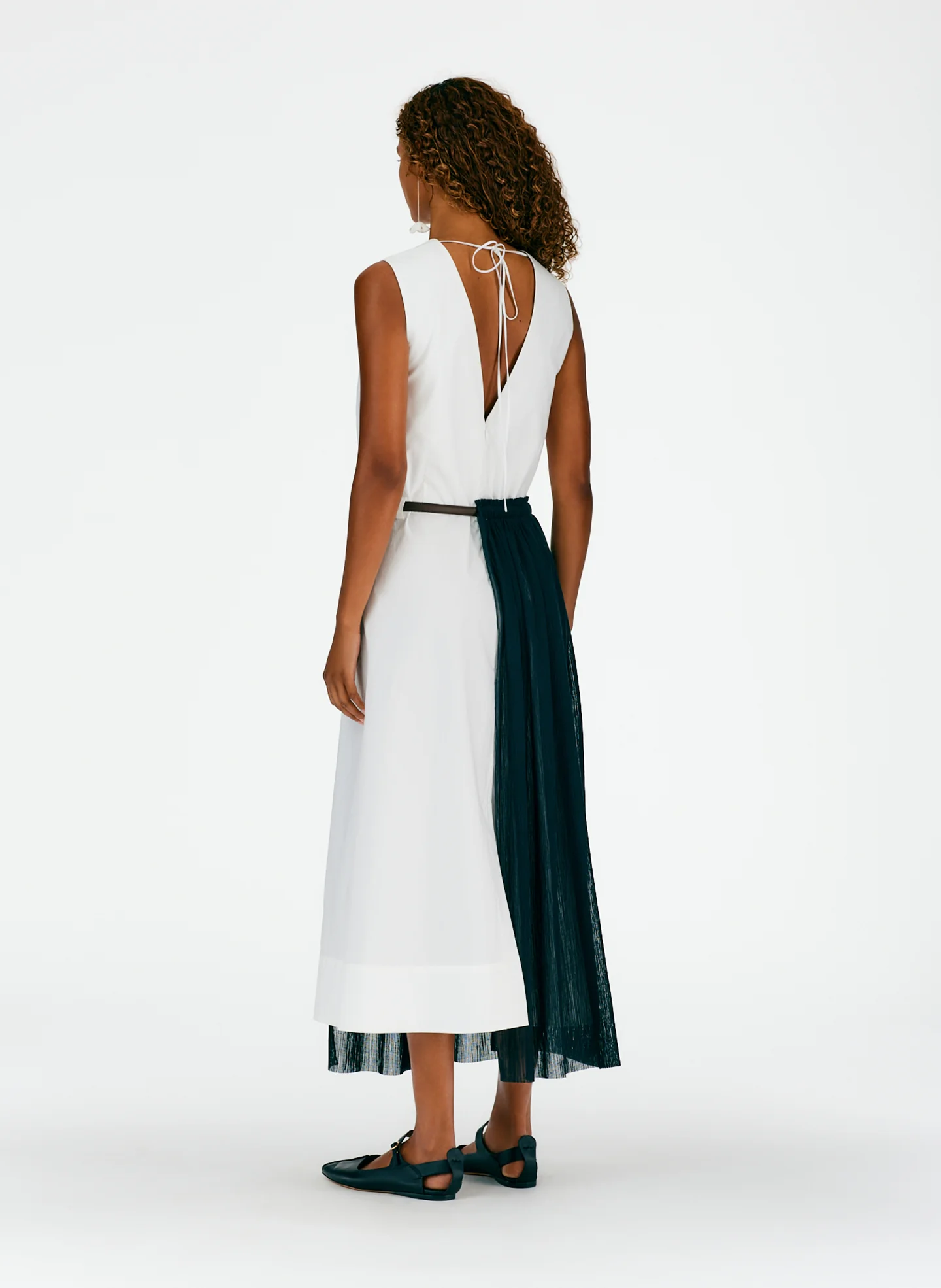 Crepe Gauze Half Skirt Layered Dress - Image 4