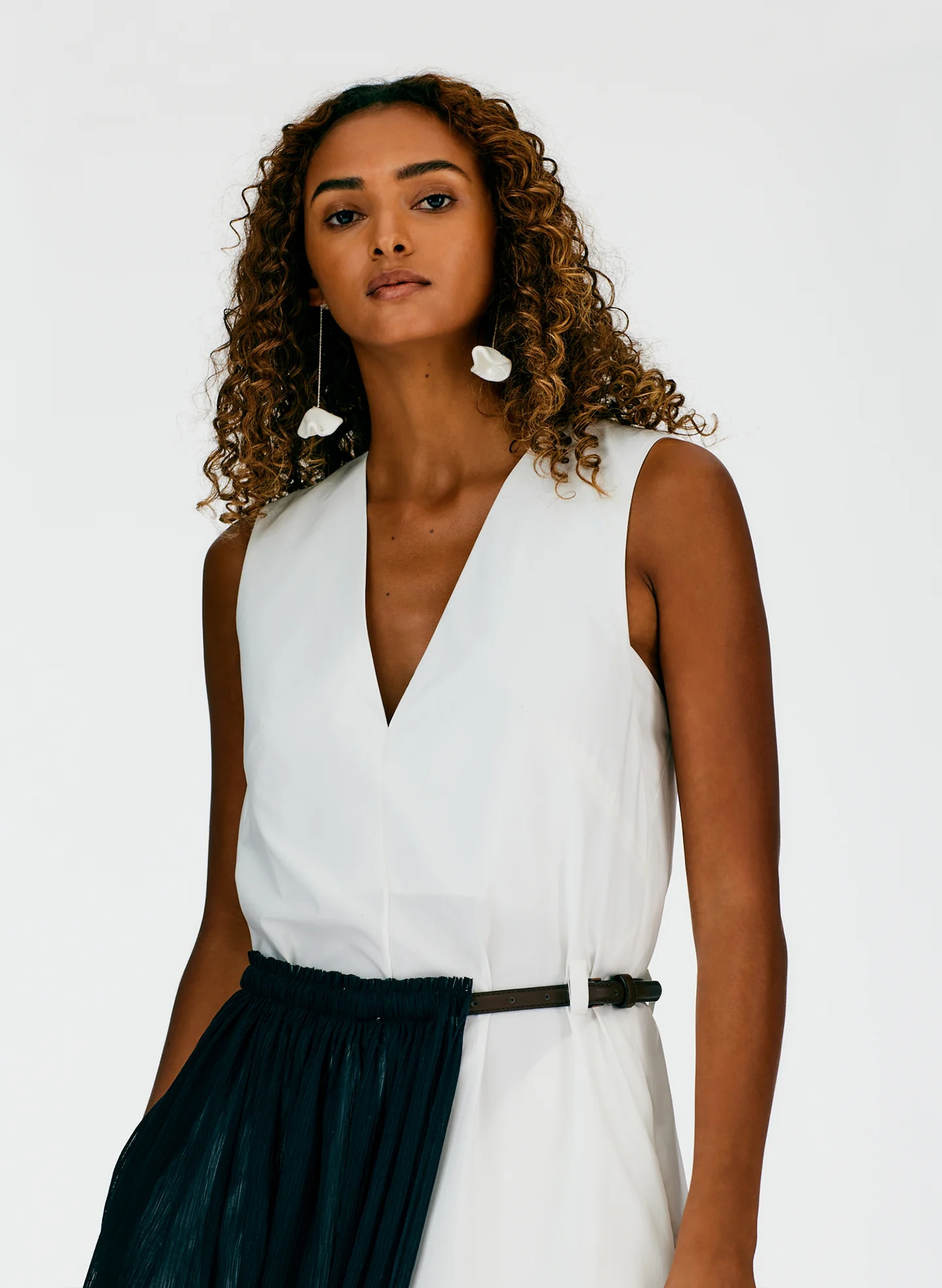 Crepe Gauze Half Skirt Layered Dress - Image 5