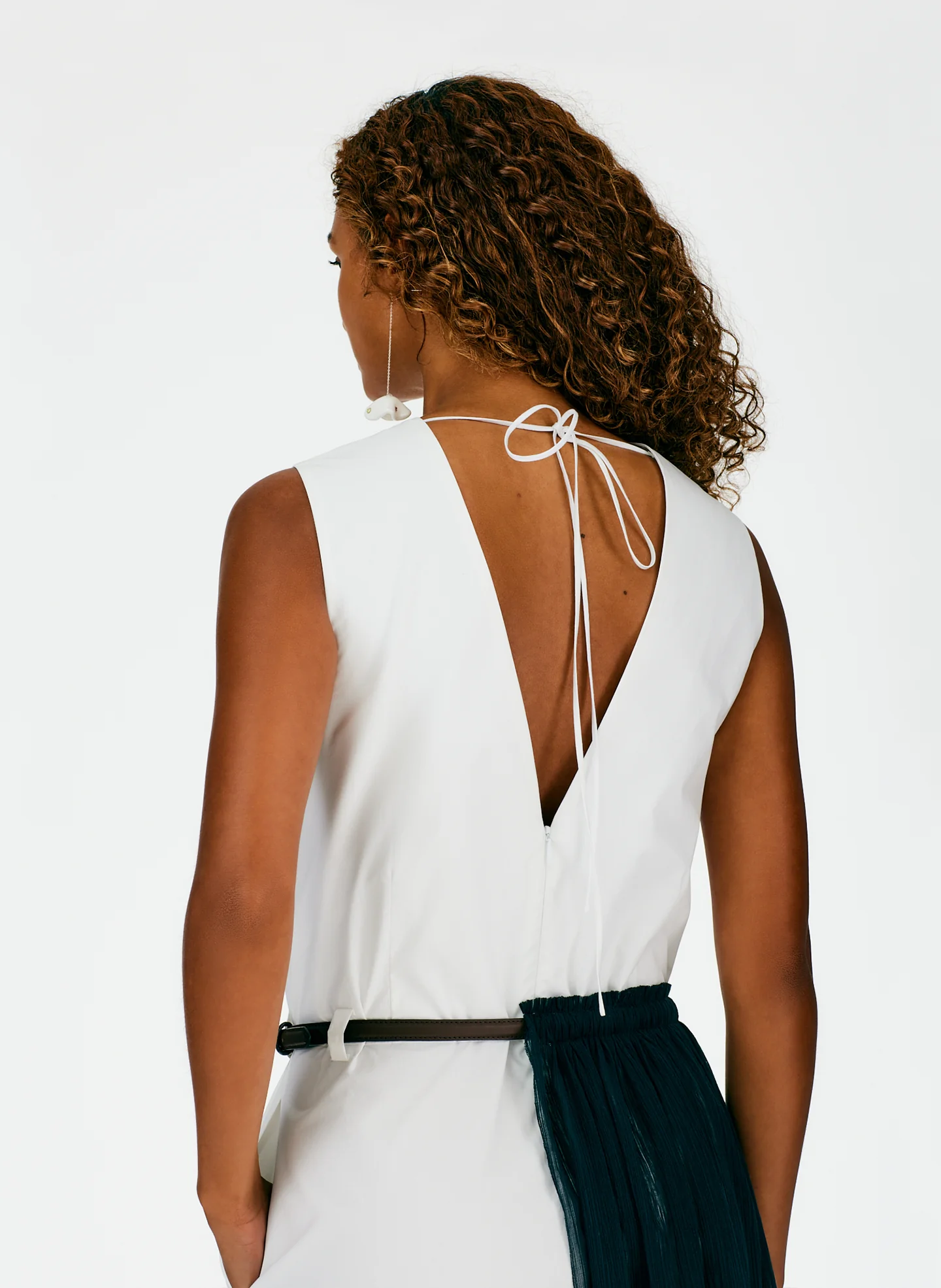 Crepe Gauze Half Skirt Layered Dress - Image 6