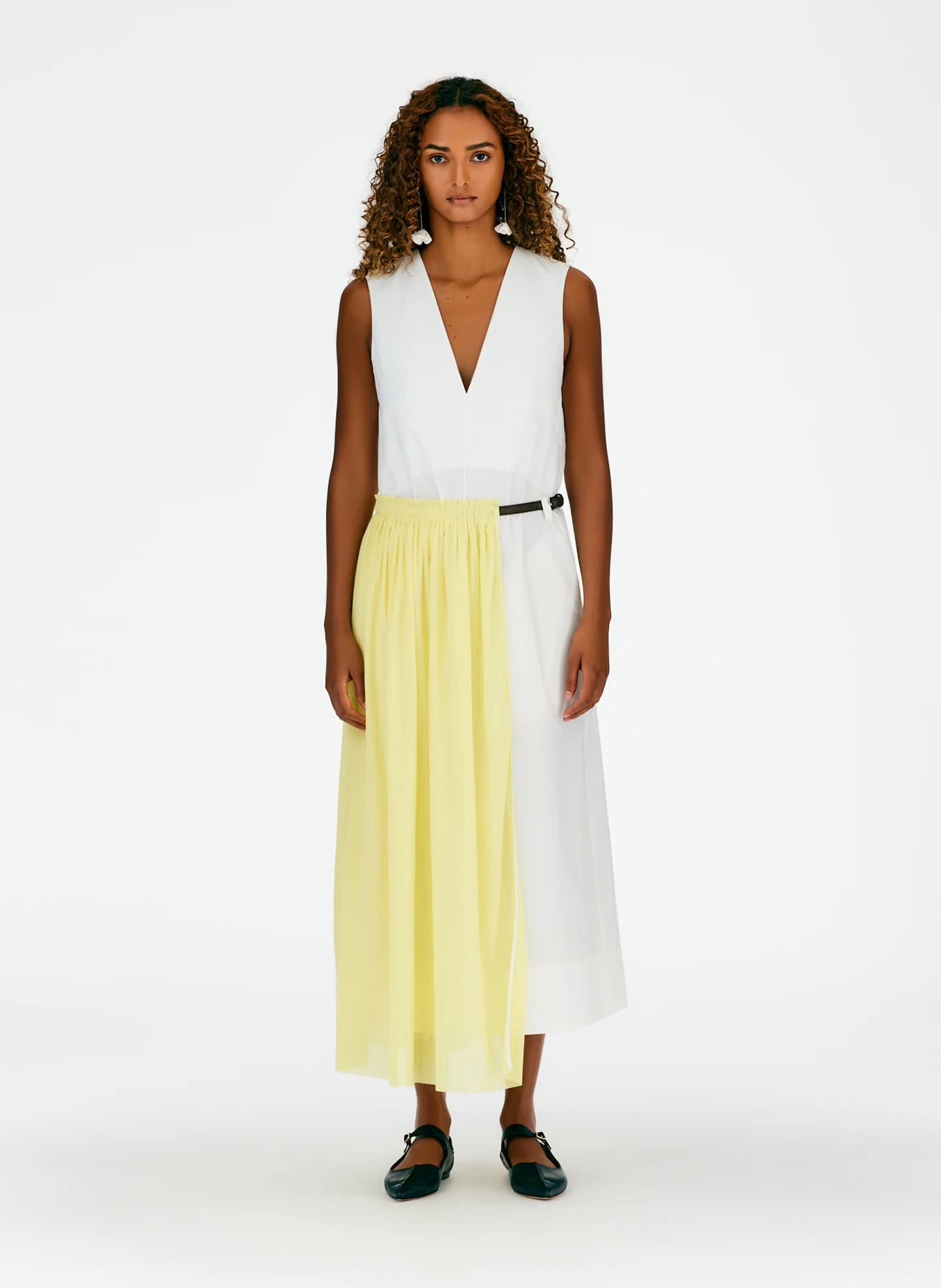 Crepe Gauze Half Skirt Layered Dress - Image 8
