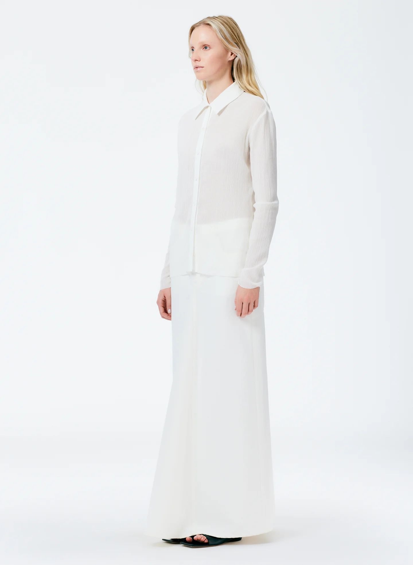 Crepe Gauze Long Sleeve Lean Shirt - Image 6