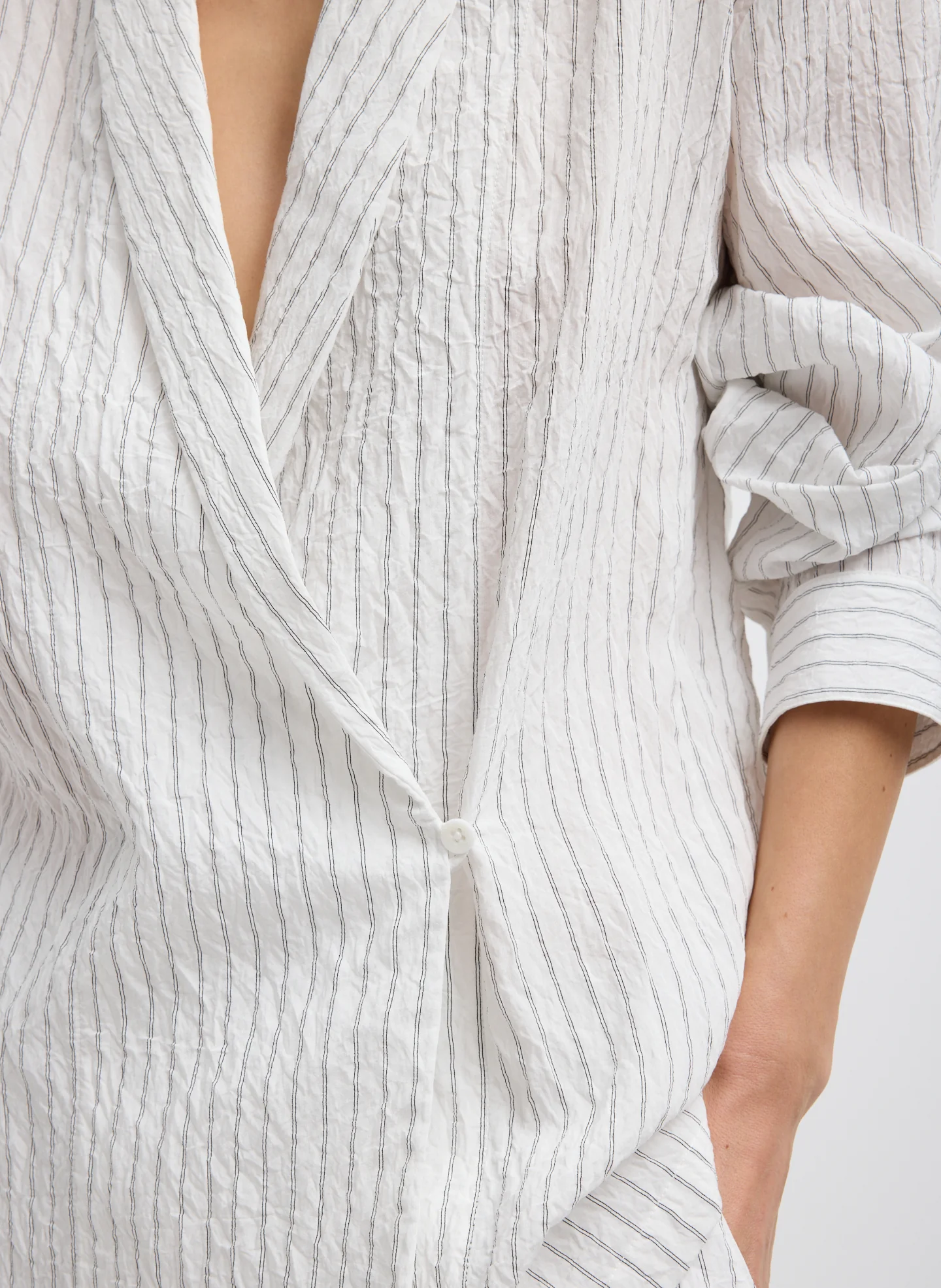Crinkle Stripe Suiting Shawl Collar Jacket - Image 5