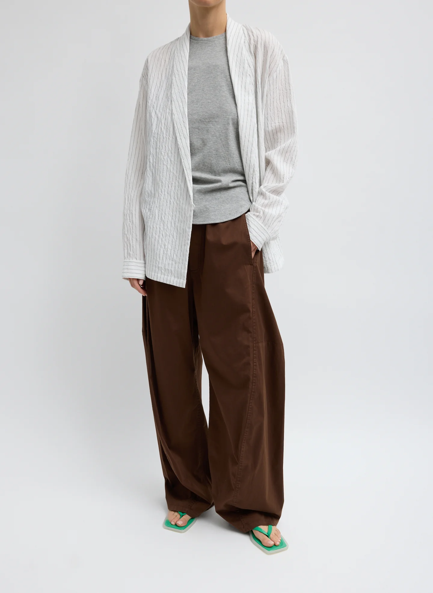 Crinkle Stripe Suiting Shawl Collar Jacket - Image 6