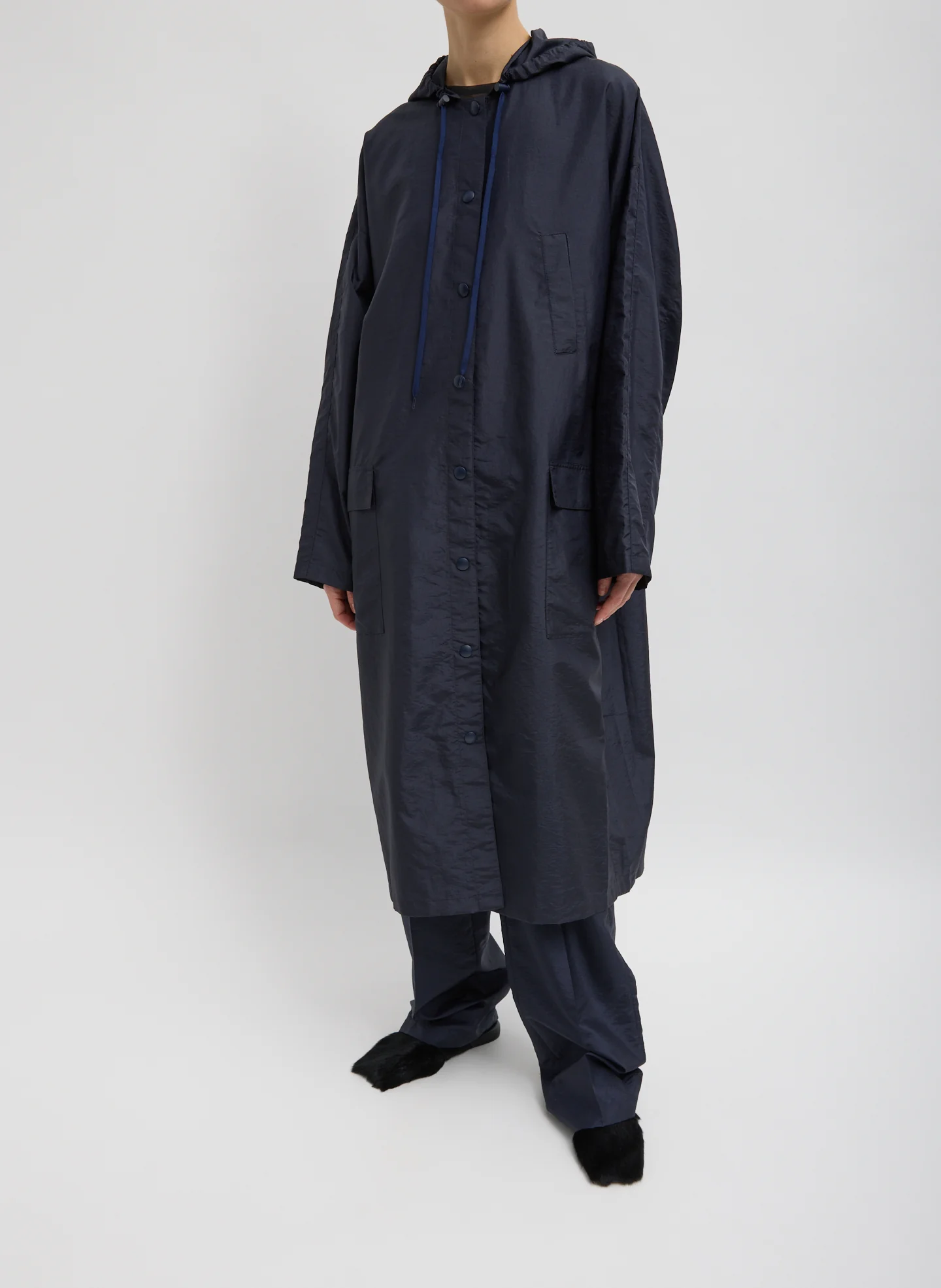 Crispy Nylon Hooded Coat - Image 5