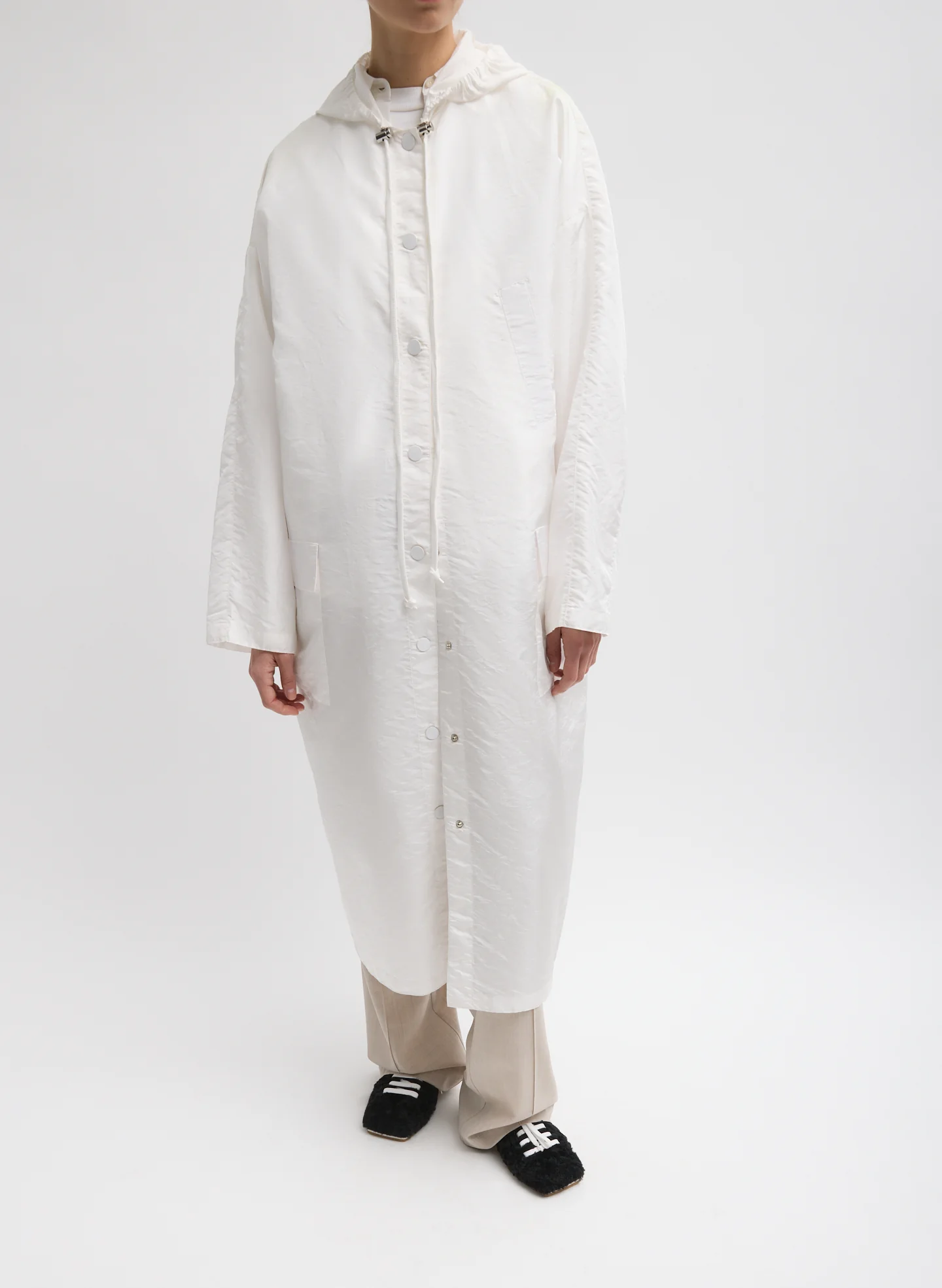 Crispy Nylon Hooded Coat