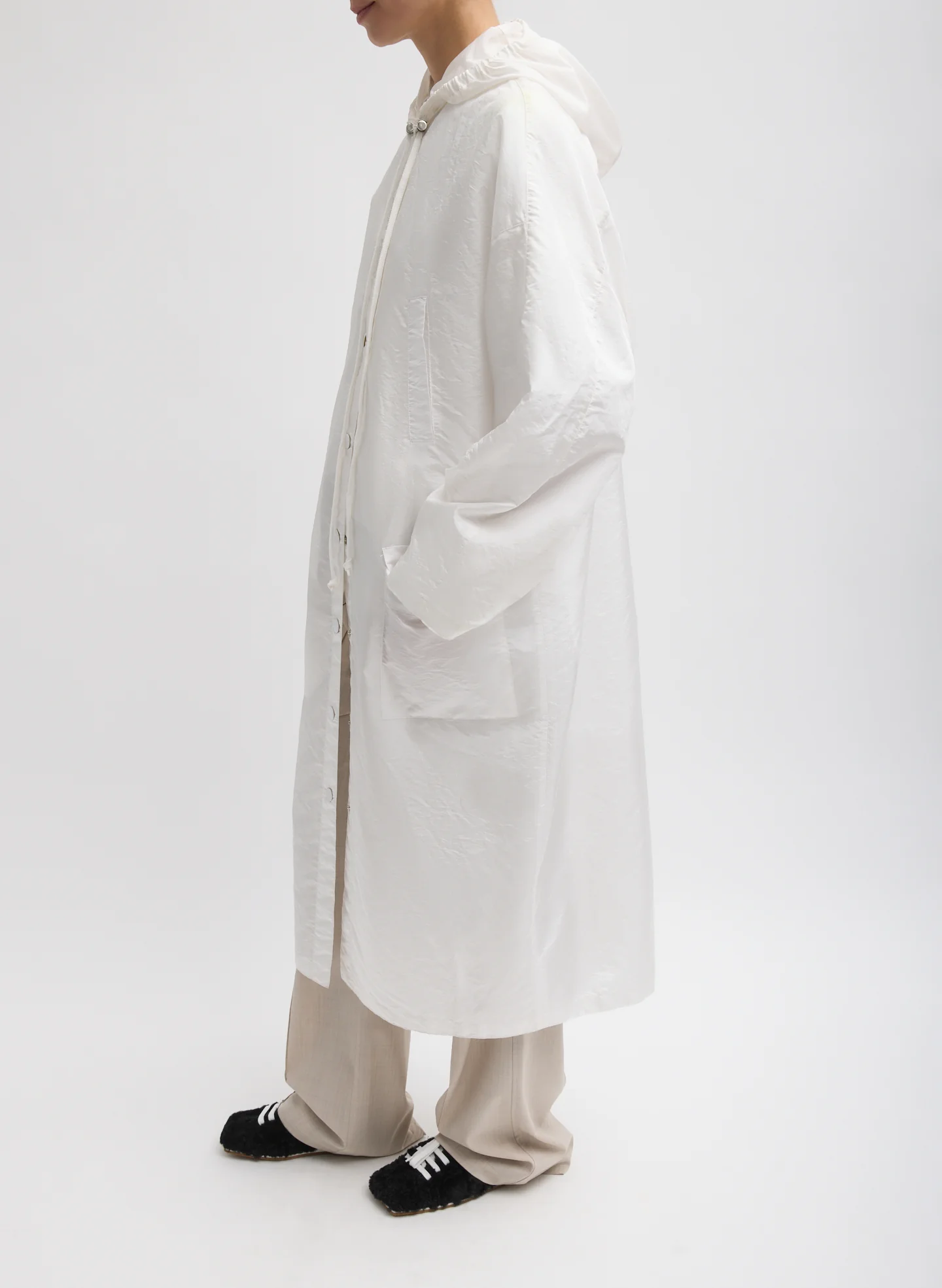 Crispy Nylon Hooded Coat - Image 3
