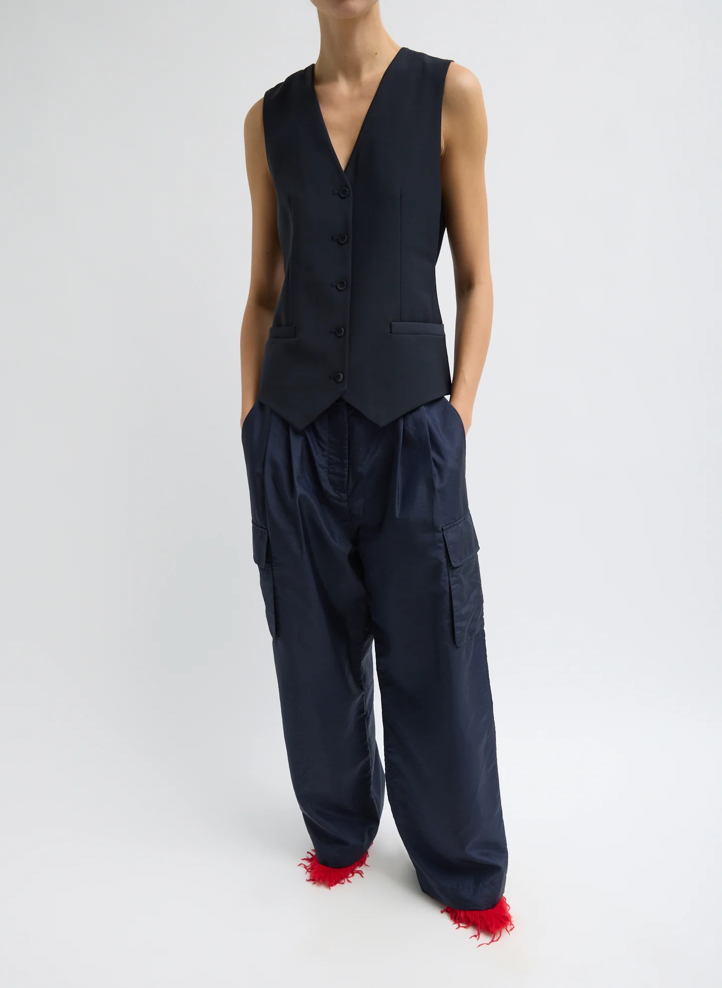 Crispy Nylon Stella Pleated Cargo Pant - Image 4