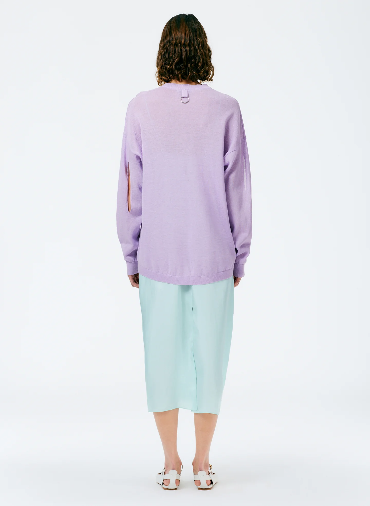 Crispy Viscose Slit Detail Oversized Pullover - Image 6