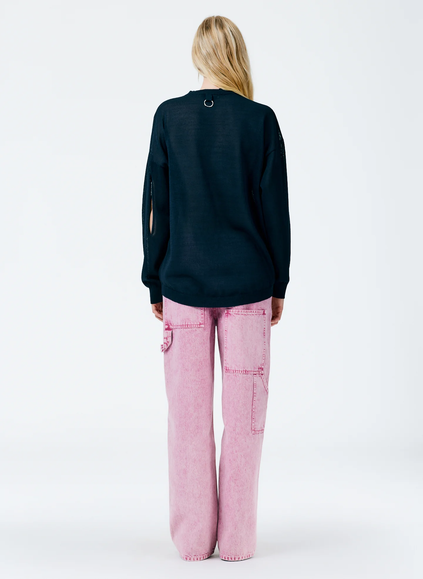 Crispy Viscose Slit Detail Oversized Pullover - Image 6