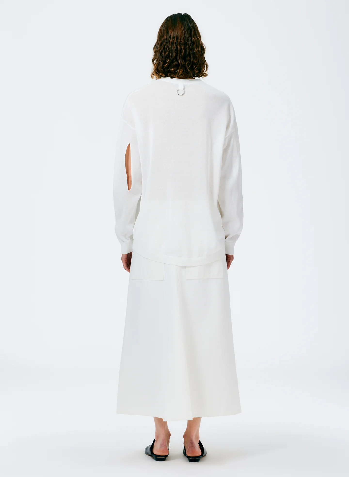 Crispy Viscose Slit Detail Oversized Pullover - Image 5