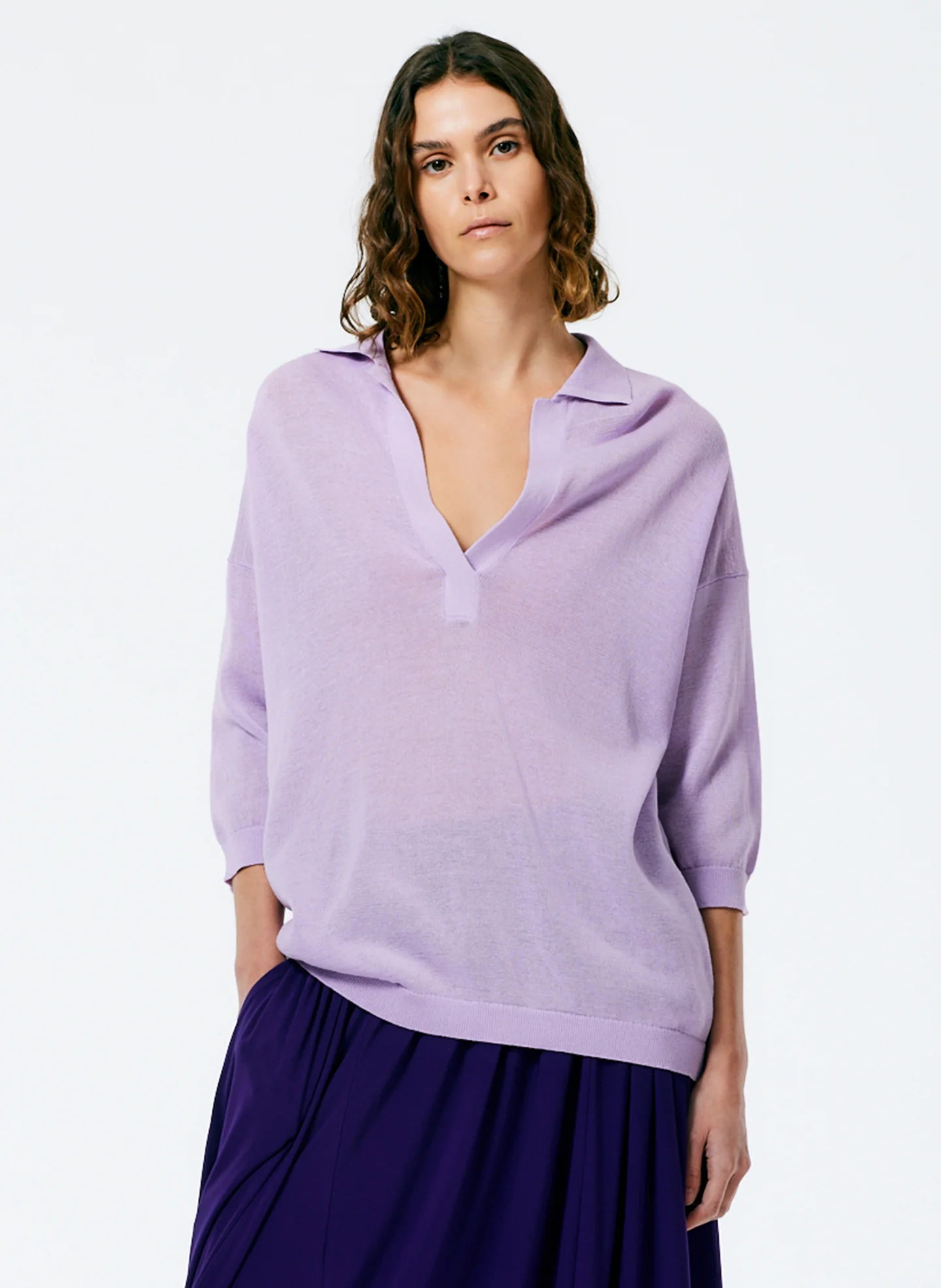 Crispy Viscose Sweater Easy Polo - Image 3