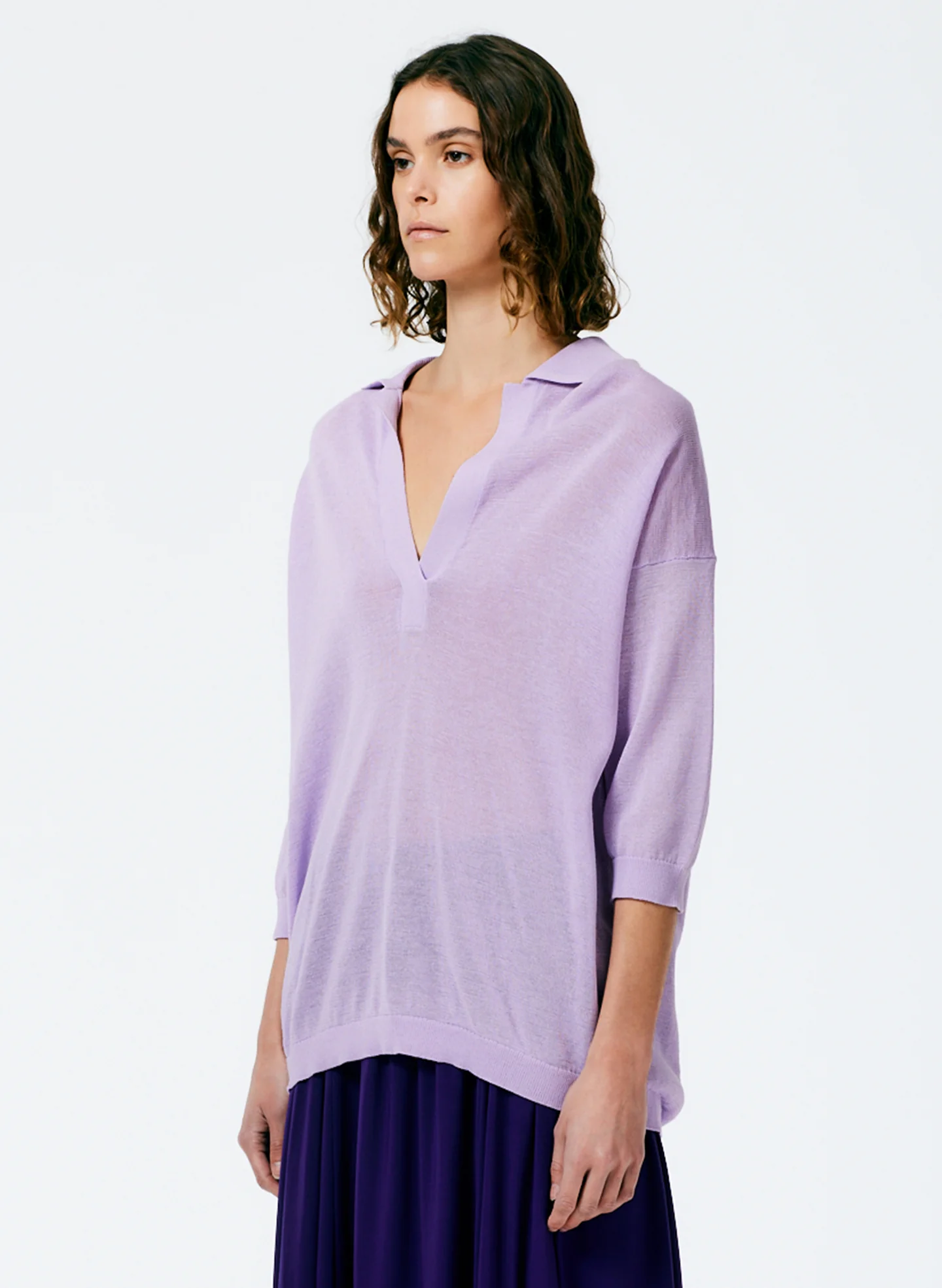 Crispy Viscose Sweater Easy Polo - Image 4