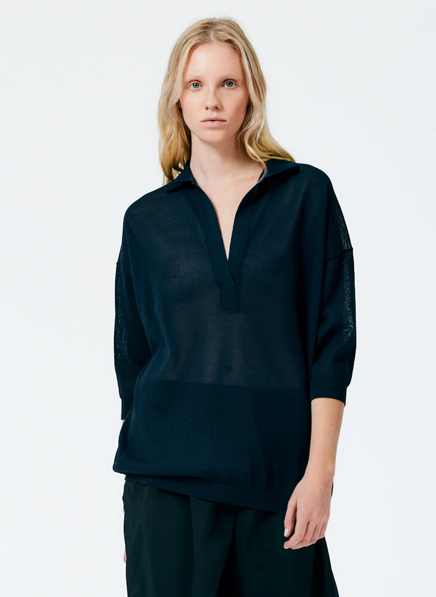 Crispy Viscose Sweater Easy Polo - Image 4