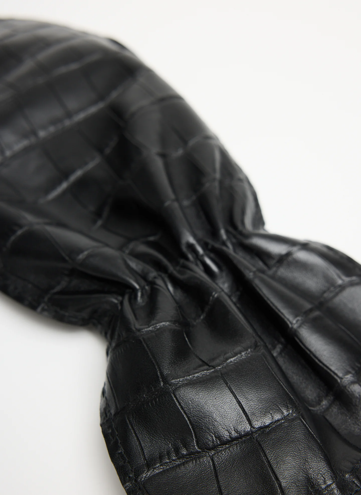 Crocodile Embossed Leather Mittens - Image 3