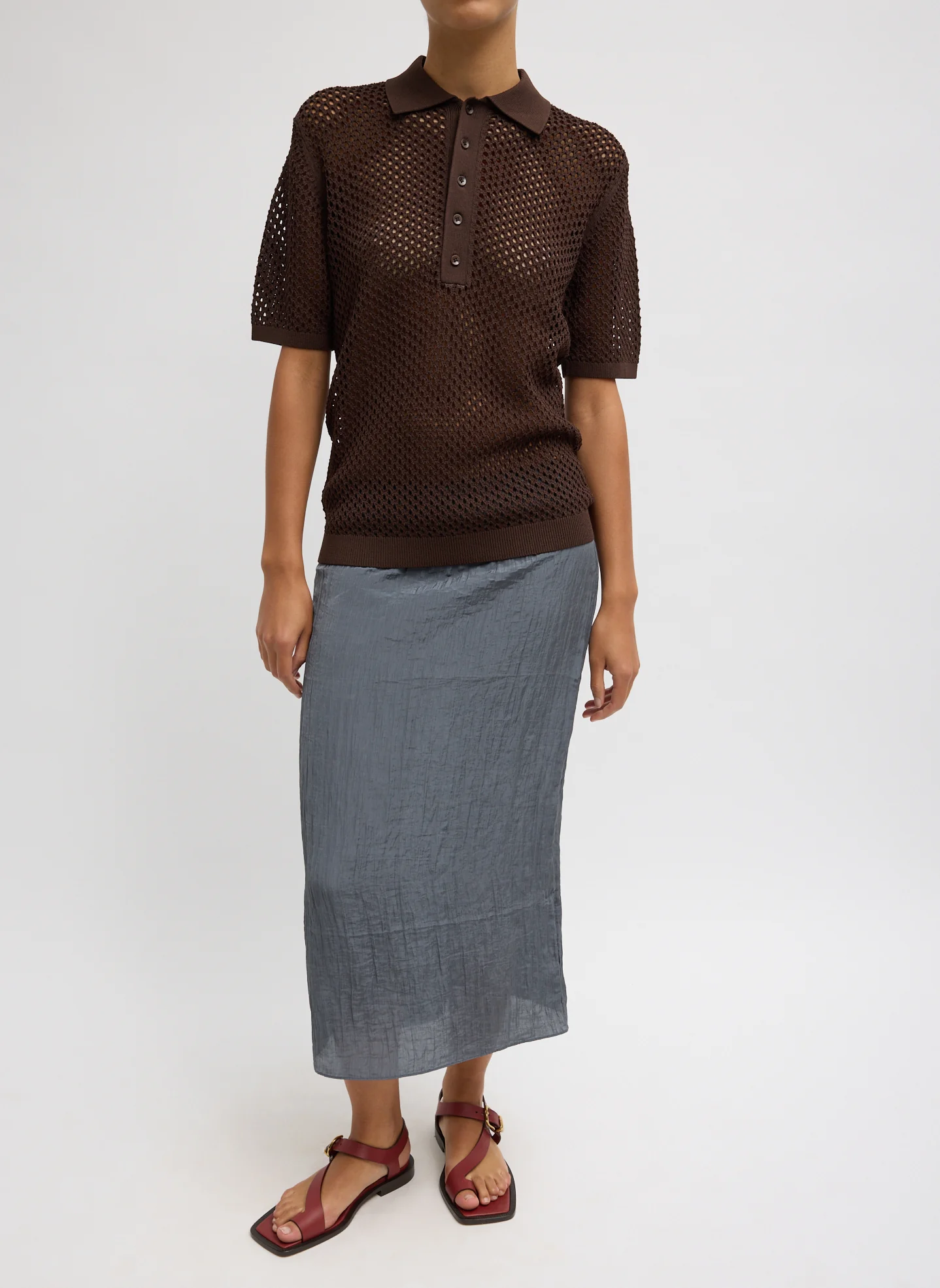 Crochet Netting Slim Polo - Image 4