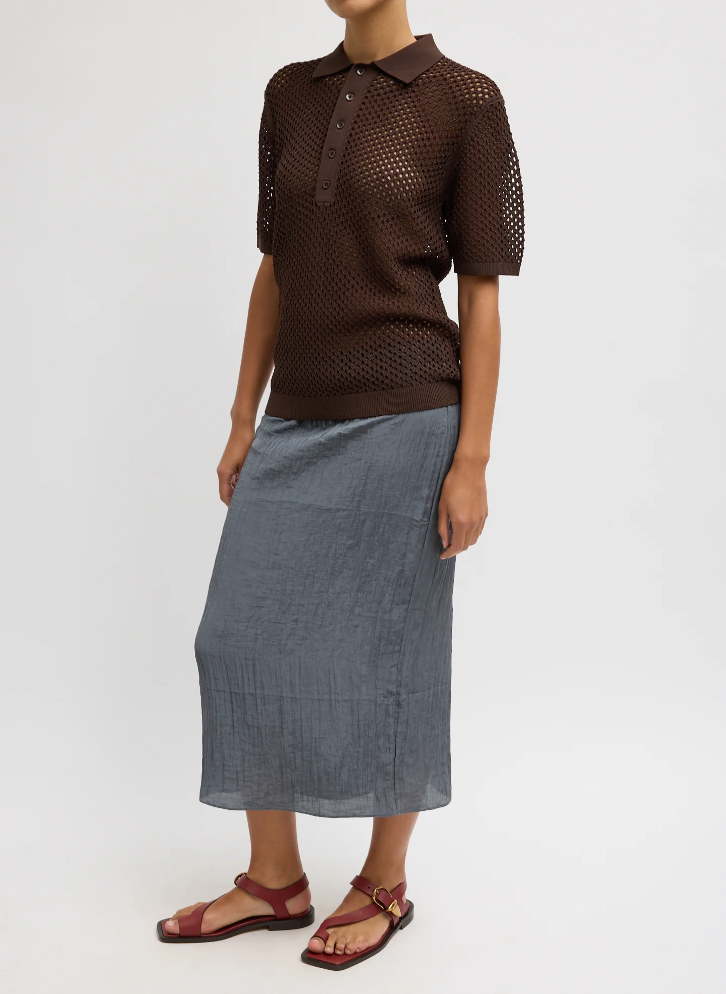 Crochet Netting Slim Polo - Image 6