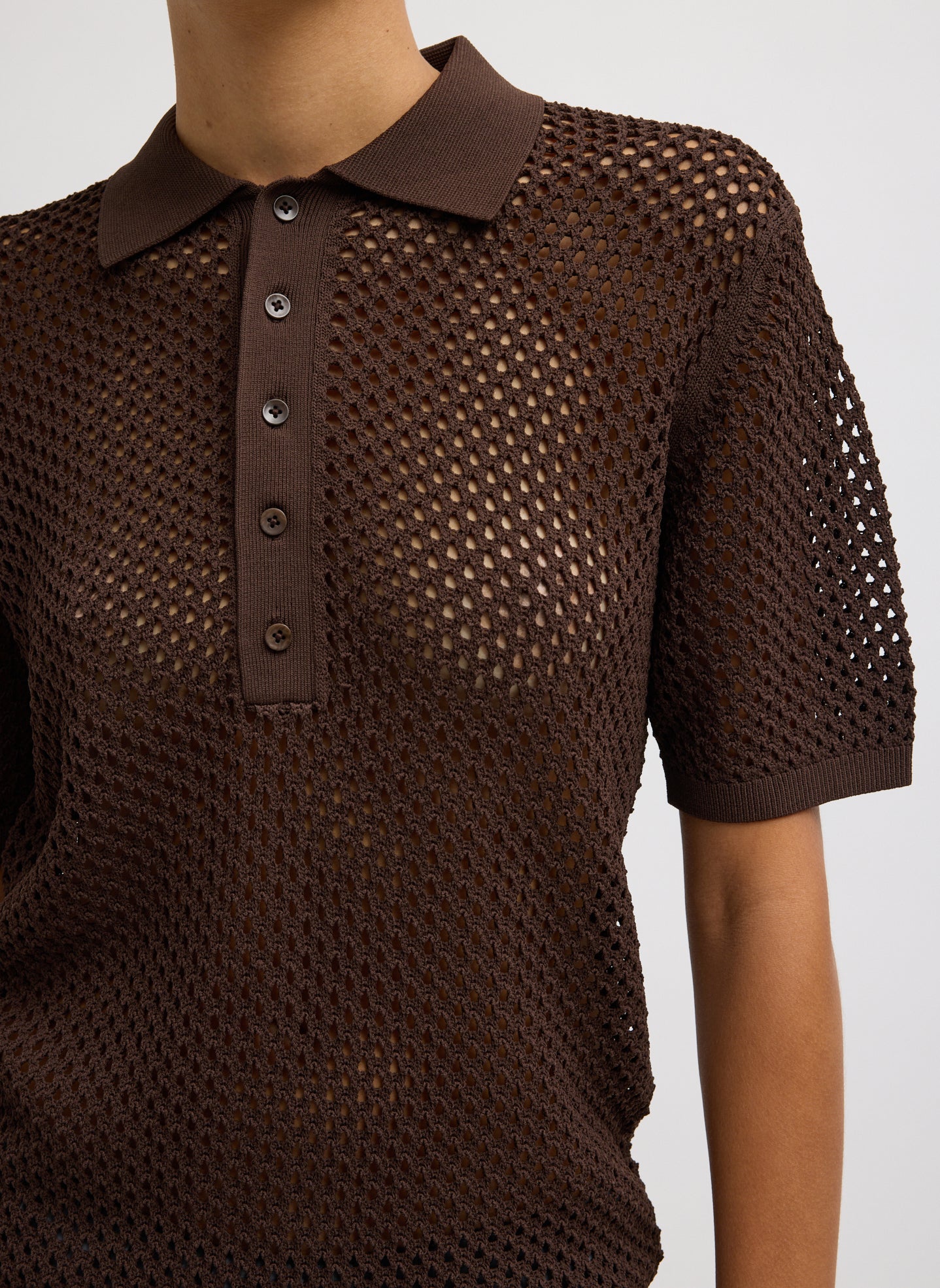 Crochet Netting Slim Polo - Image 7