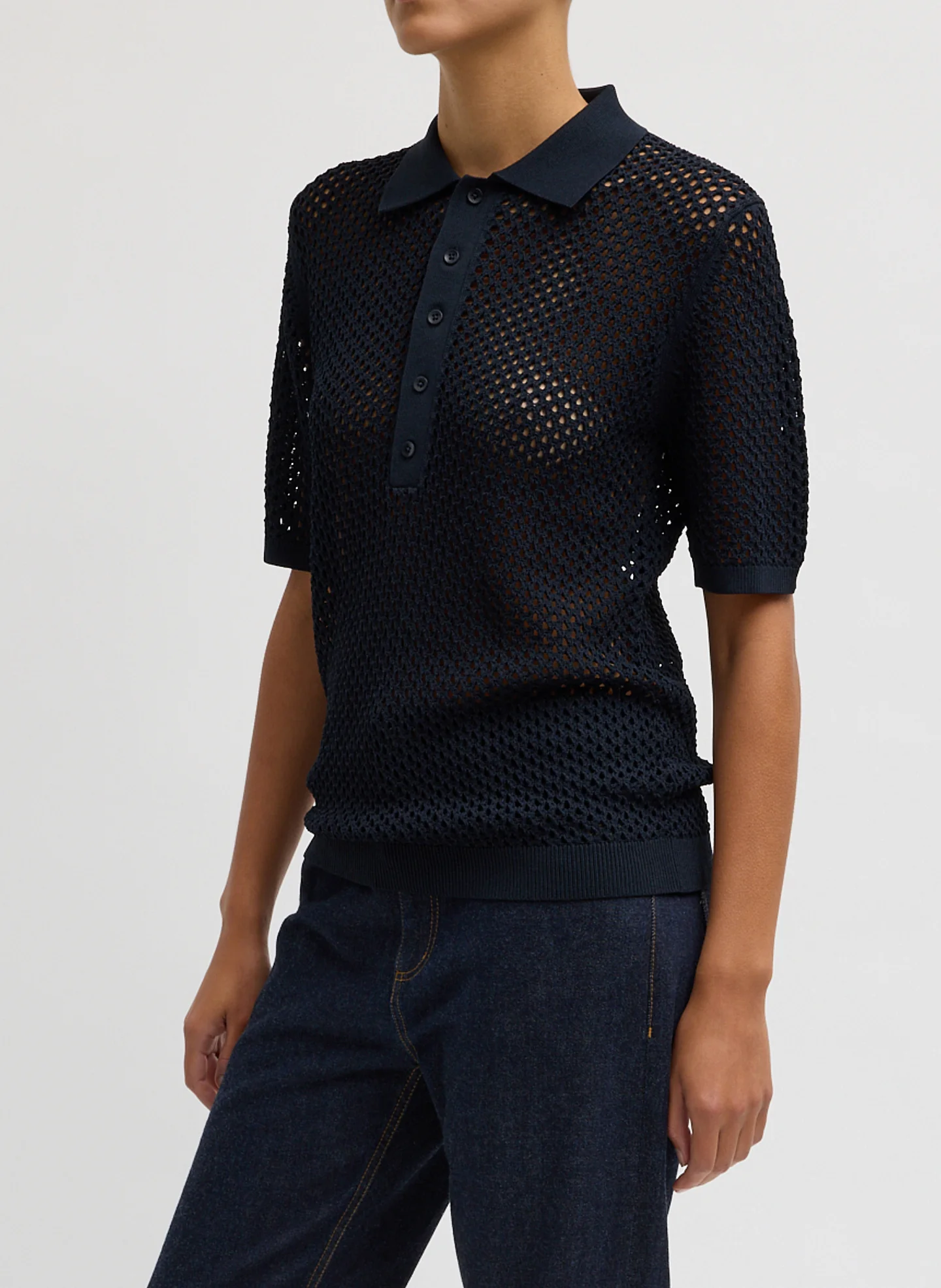 Crochet Netting Slim Polo - Image 2