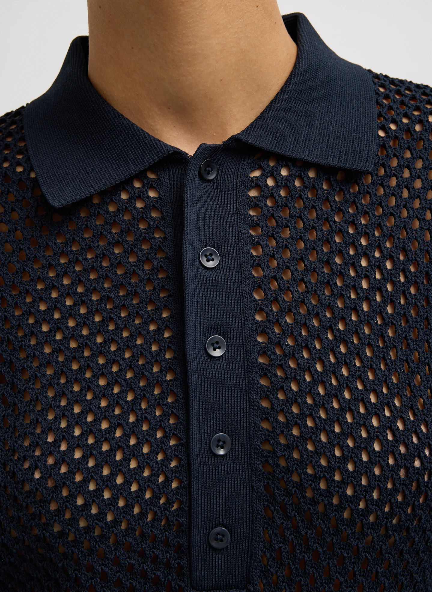 Crochet Netting Slim Polo - Image 4