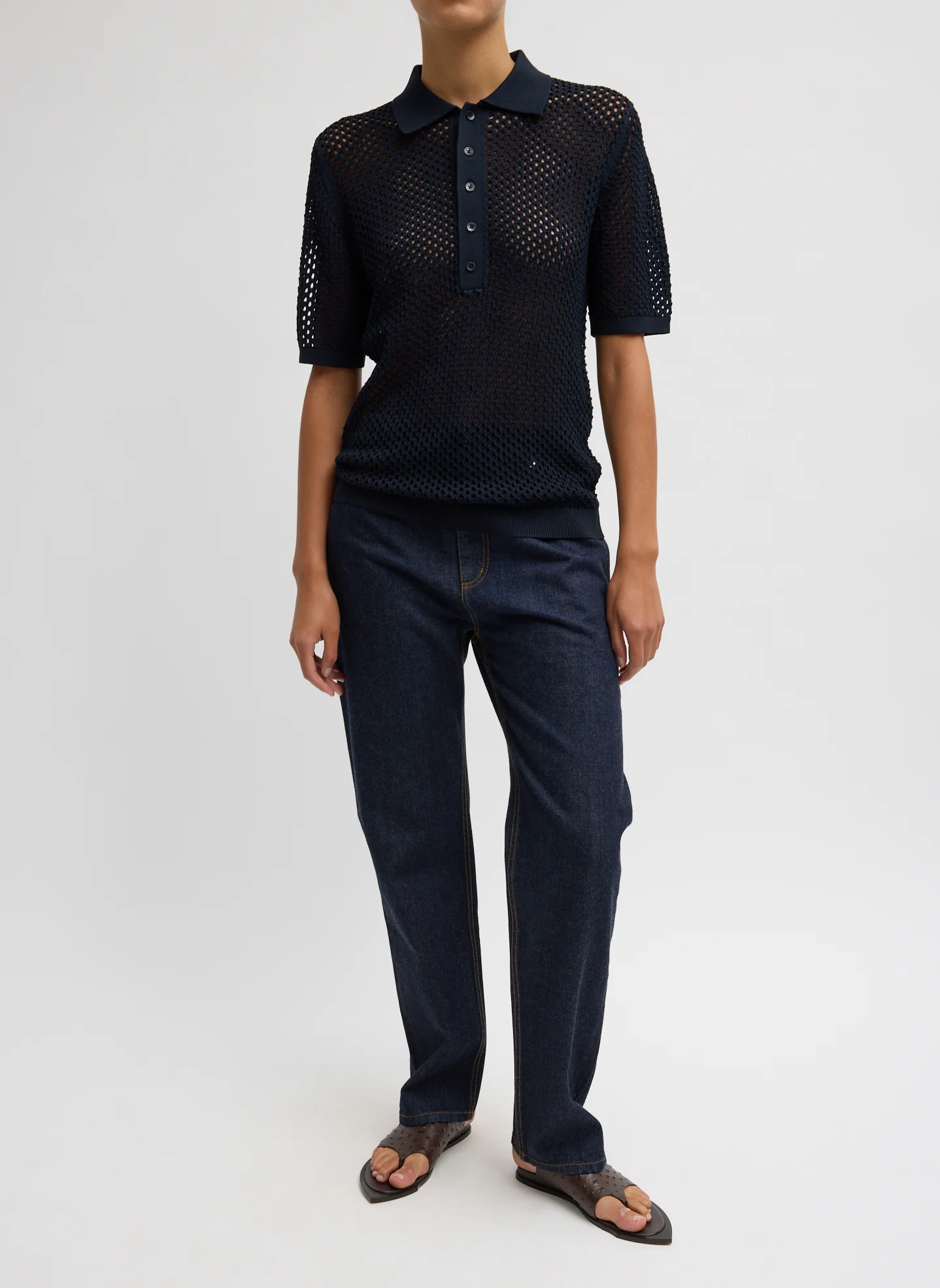 Crochet Netting Slim Polo - Image 5