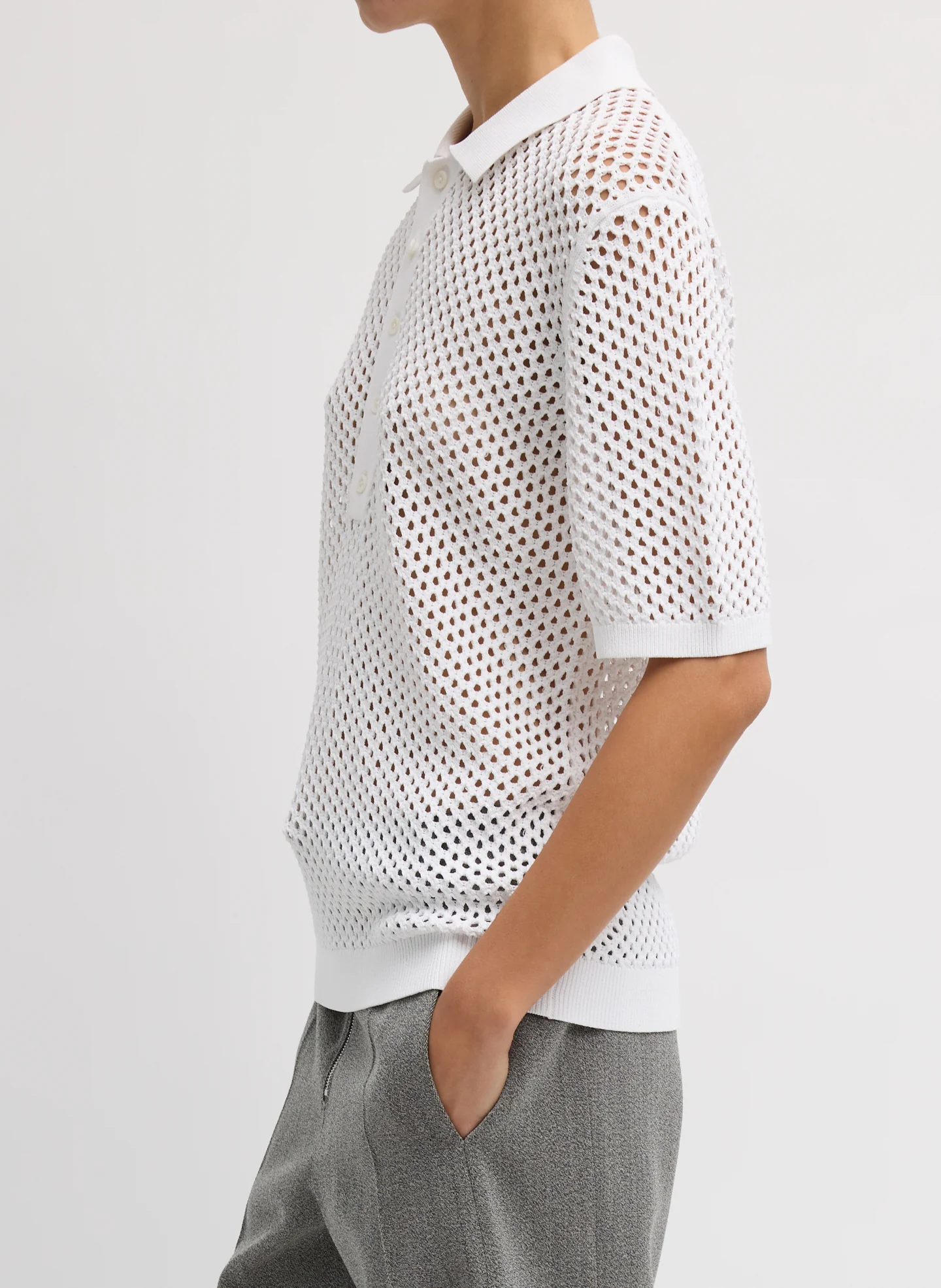 Crochet Netting Slim Polo - Image 2