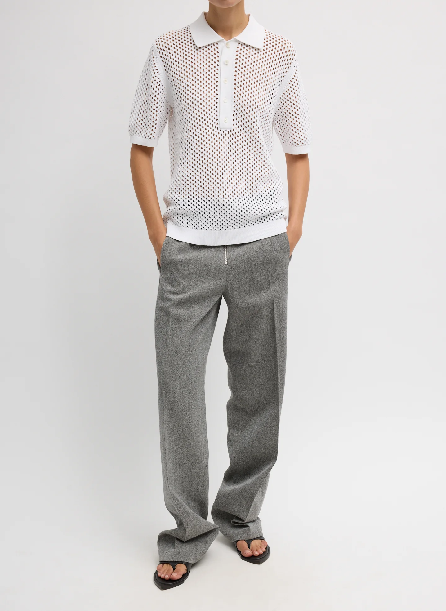 Crochet Netting Slim Polo - Image 4