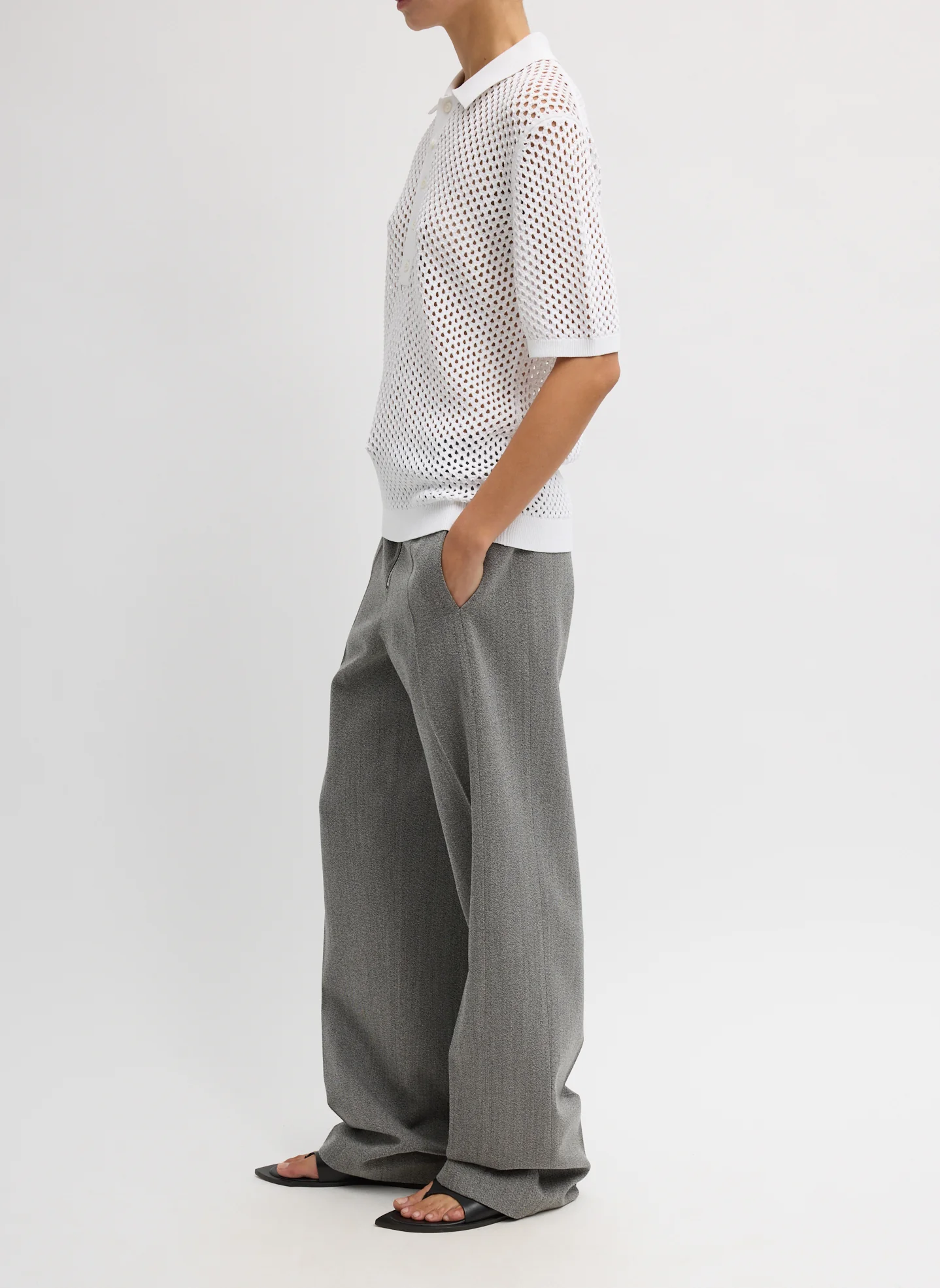 Crochet Netting Slim Polo - Image 5