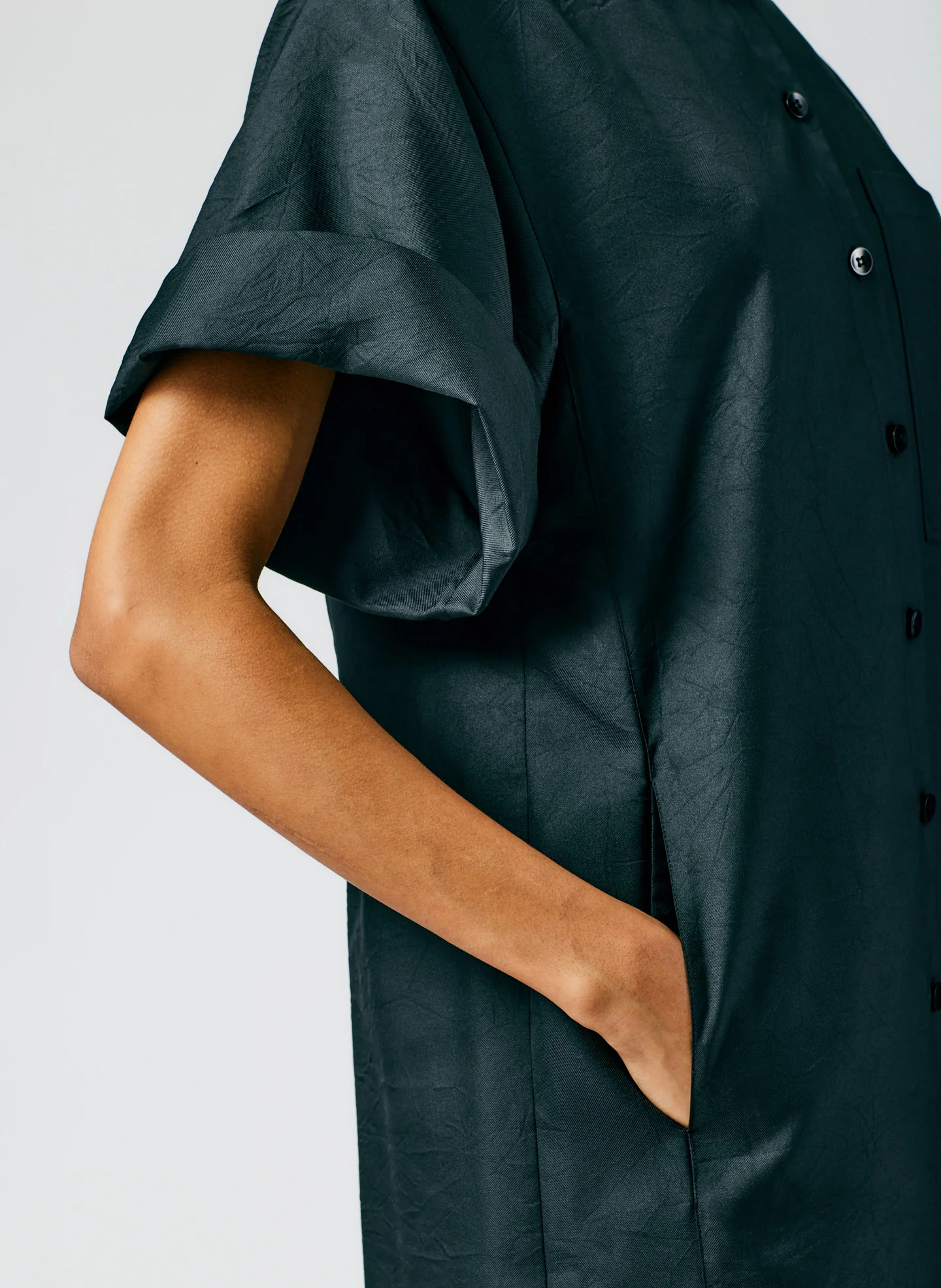 Devin Lightweight Tech Twill Rolled Sleeve Shirtdress - Image 5