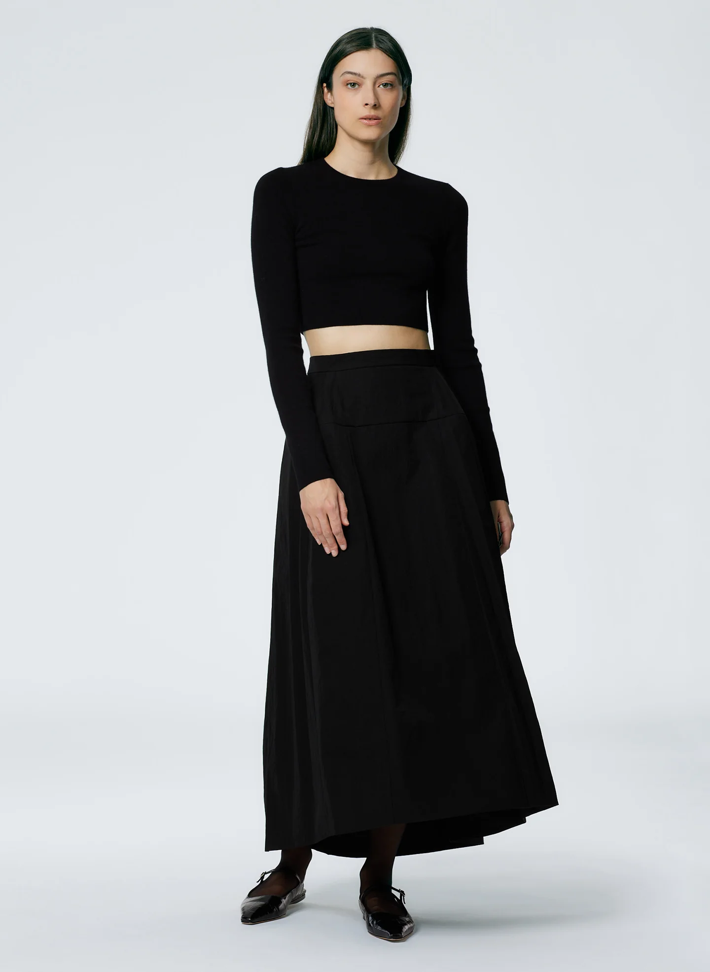 Double Faced Cashmere Mini Long Sleeve Cropped Pullover - Image 6