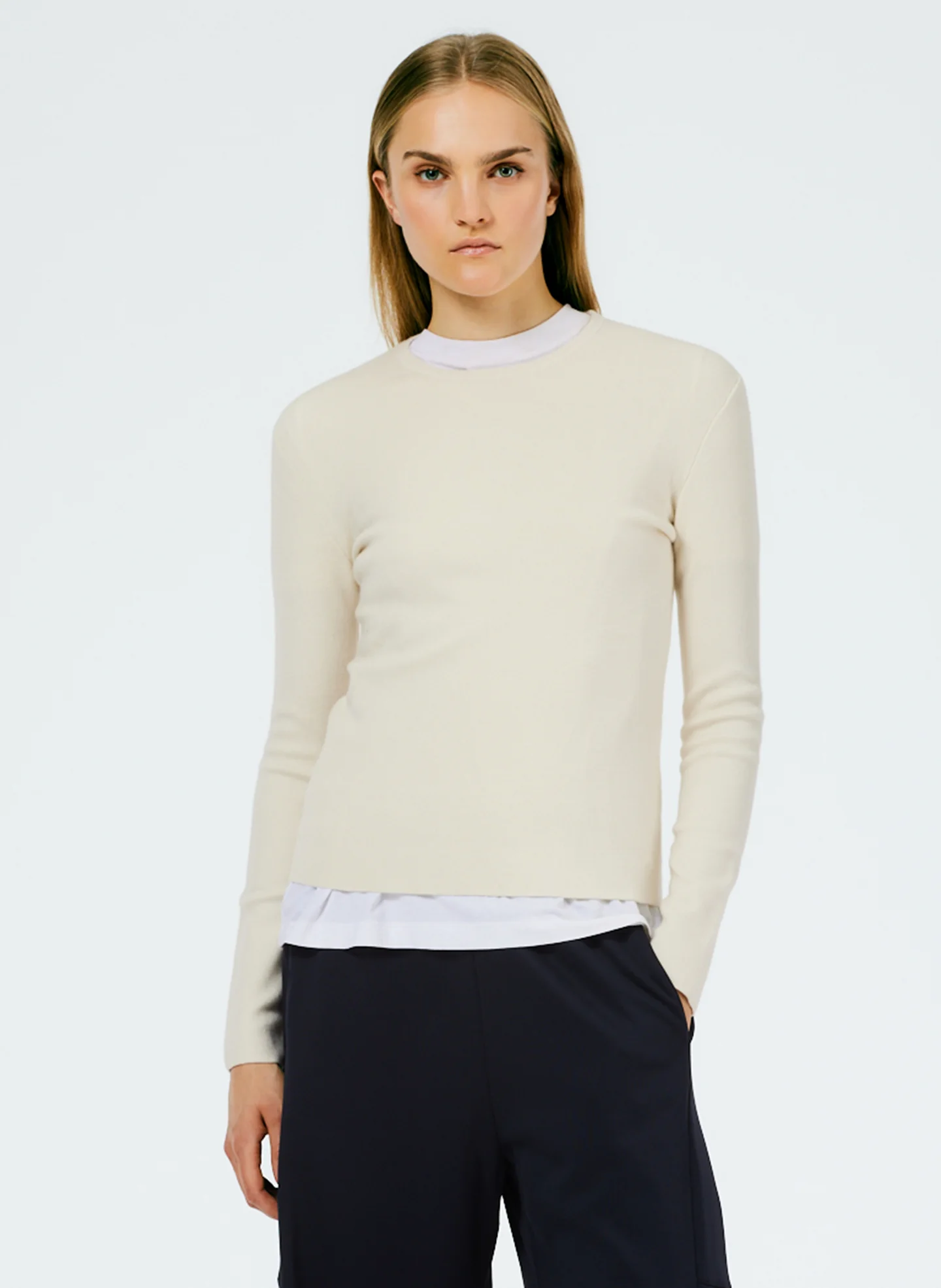 Double Faced Cashmere Mini Long Sleeve Pullover