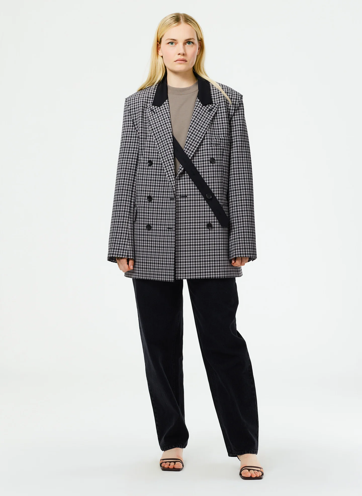 Double Faced Menswear Check Double Breasted Blazer