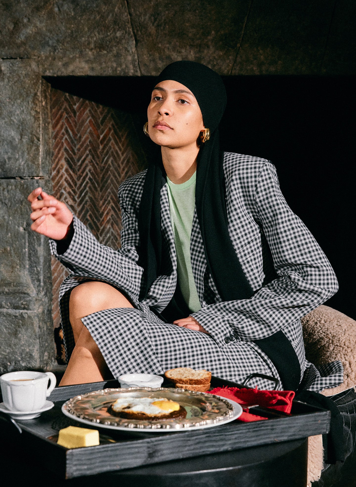 Double Faced Menswear Check Double Breasted Blazer - Image 2