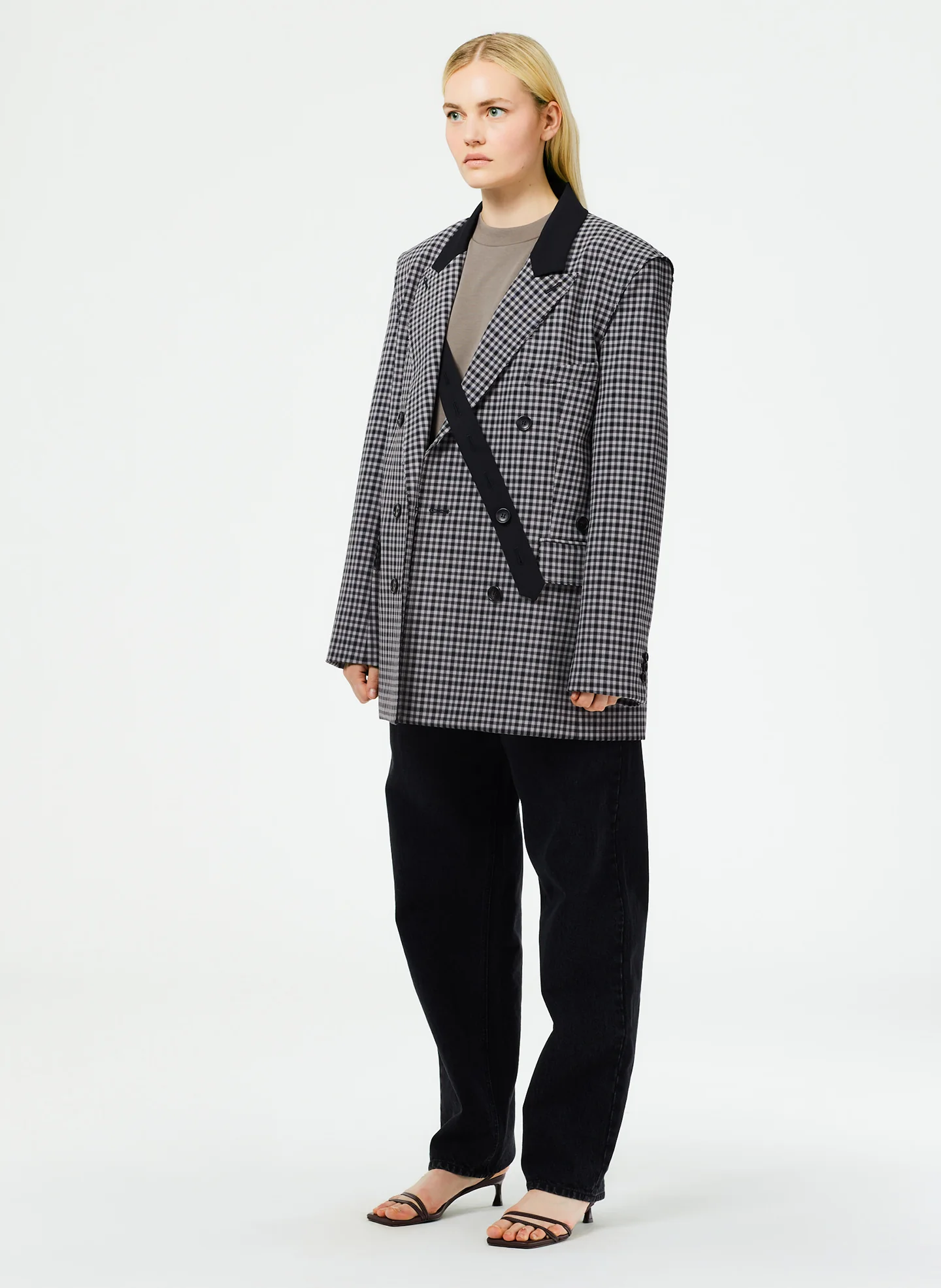 Double Faced Menswear Check Double Breasted Blazer - Image 3