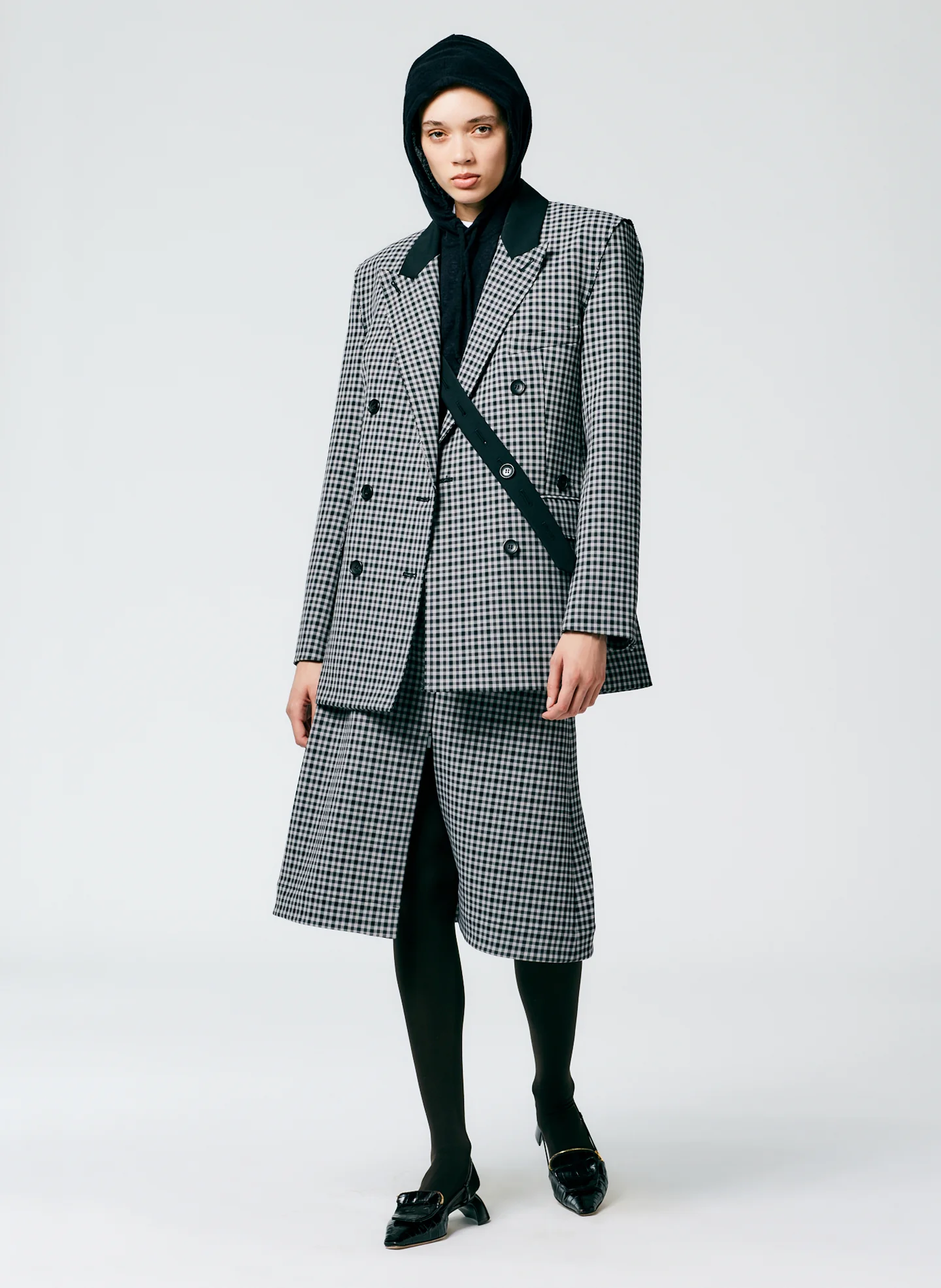 Double Faced Menswear Check Double Breasted Blazer - Image 5
