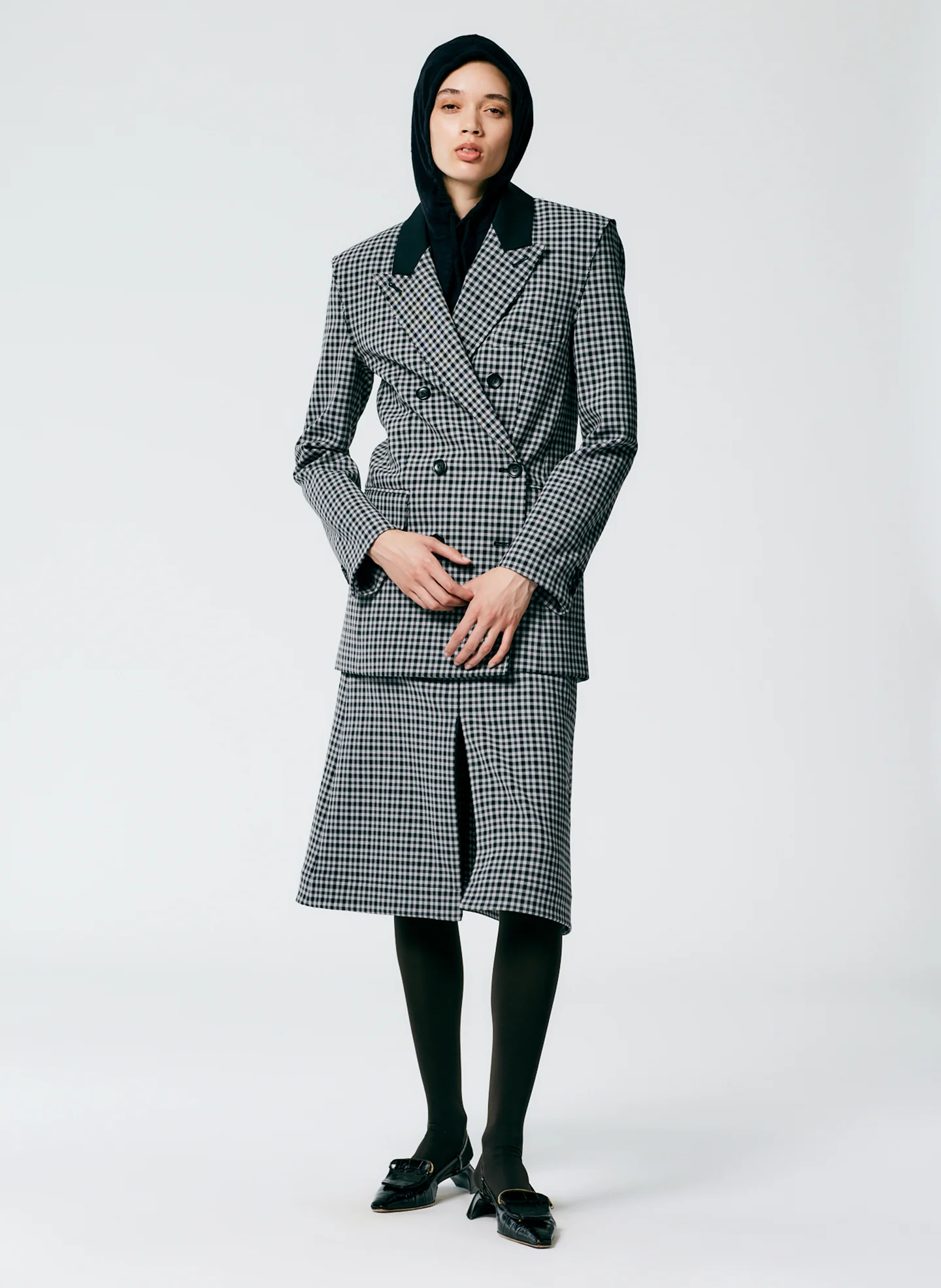 Double Faced Menswear Check Double Breasted Blazer - Image 6